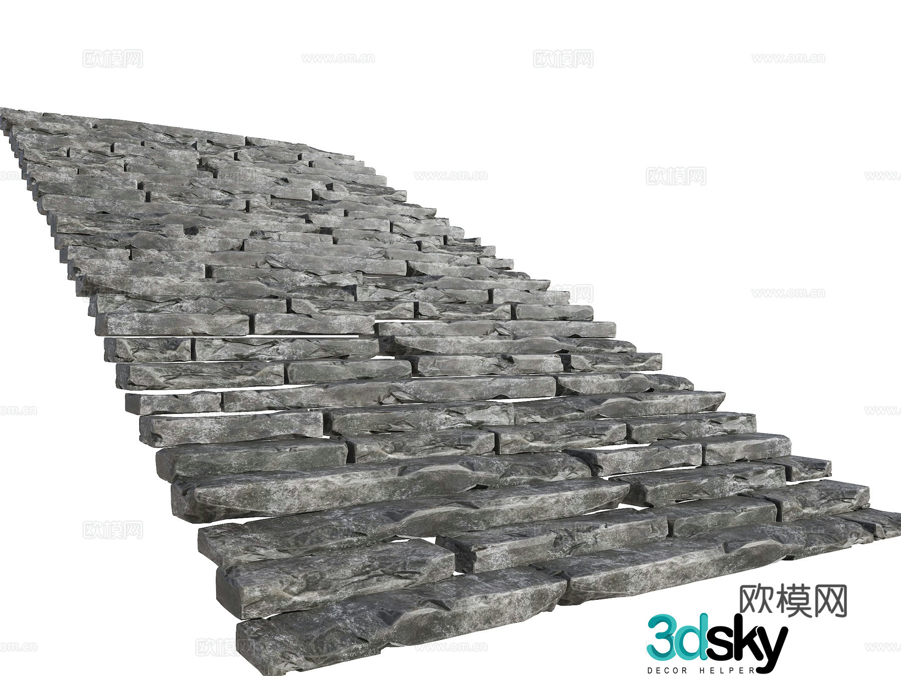 Bluestone slab steps Park slab old stone slab steps Rural wool stone slab steps Natural stone slab steps 3D model