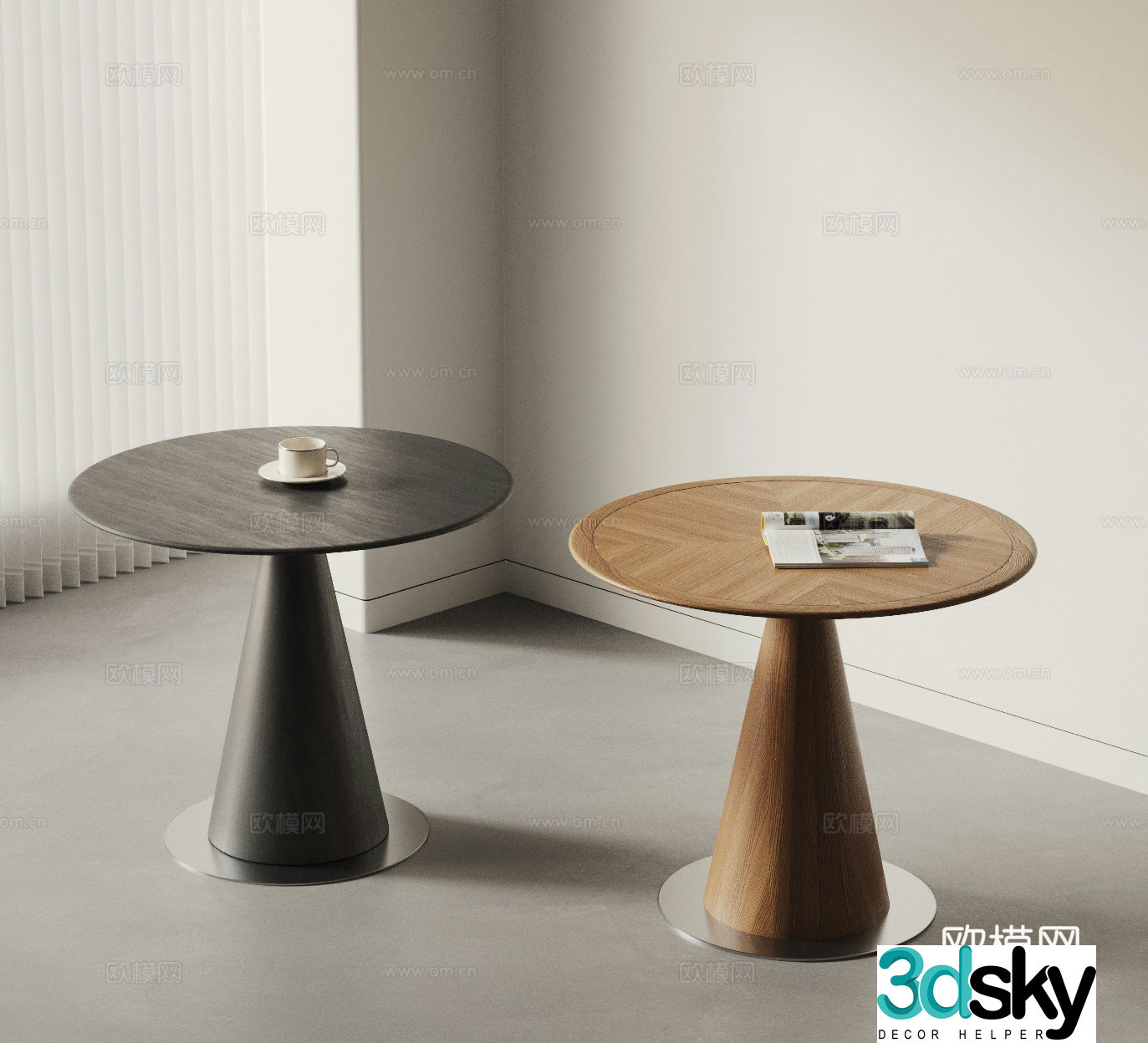 Modern negotiation table combination casual table coffee table round dining table solid wood dining table medieval negotiation 3D model