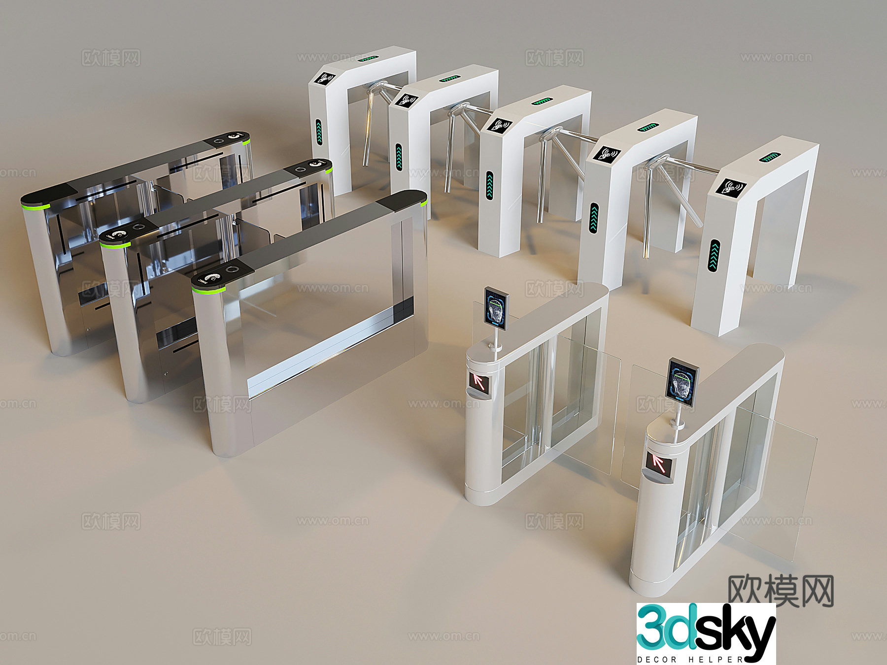 Automatic sensing access gate gate gate security instrument security door public equipment 3D model