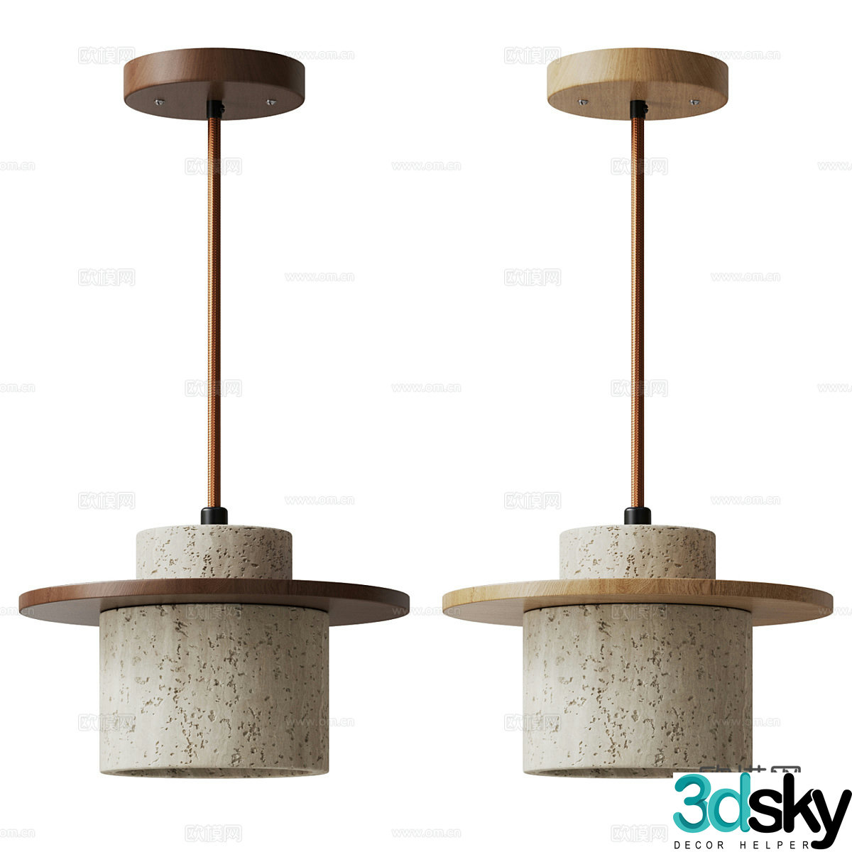 New Chinese style Wasabi Travertine Chandelier 3D Model