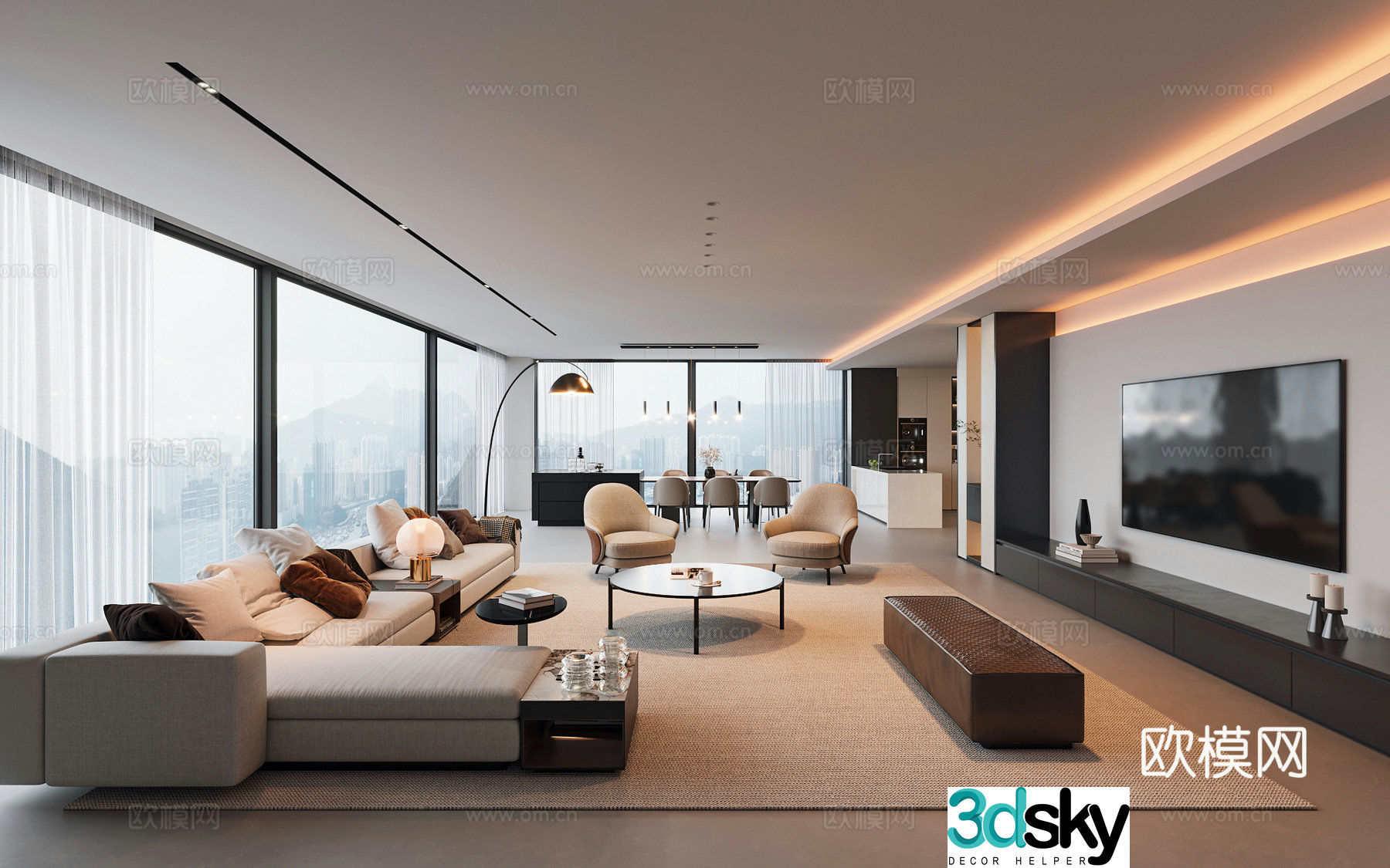 Modern Italian dining room 3d model