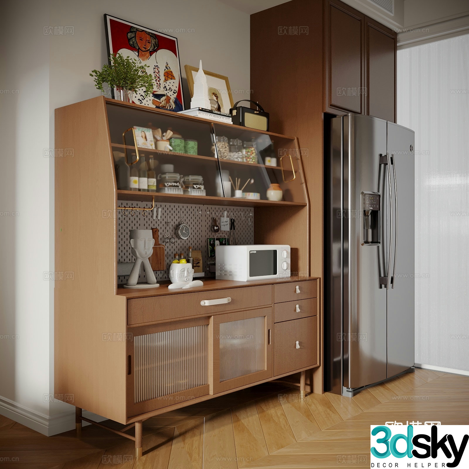 Medium retro sideboard 3d model