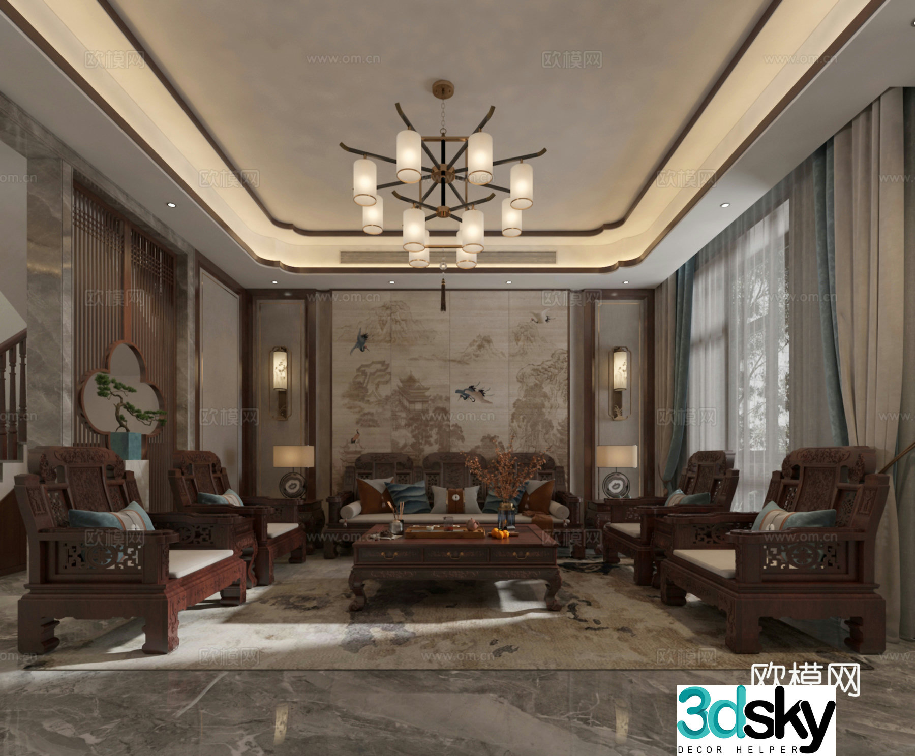 Living and dining room 3d model