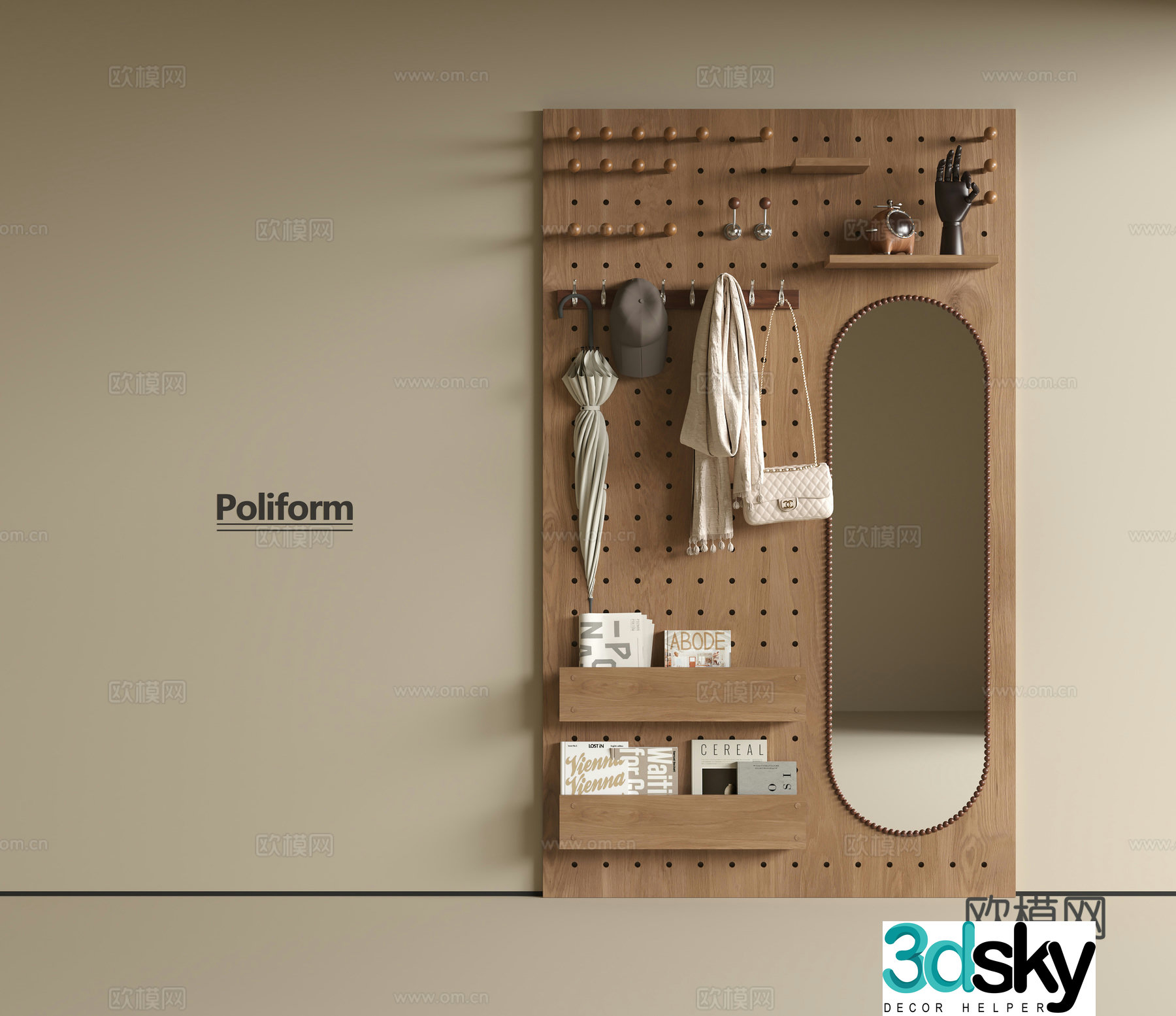 Modern hole plate shelf 3D model