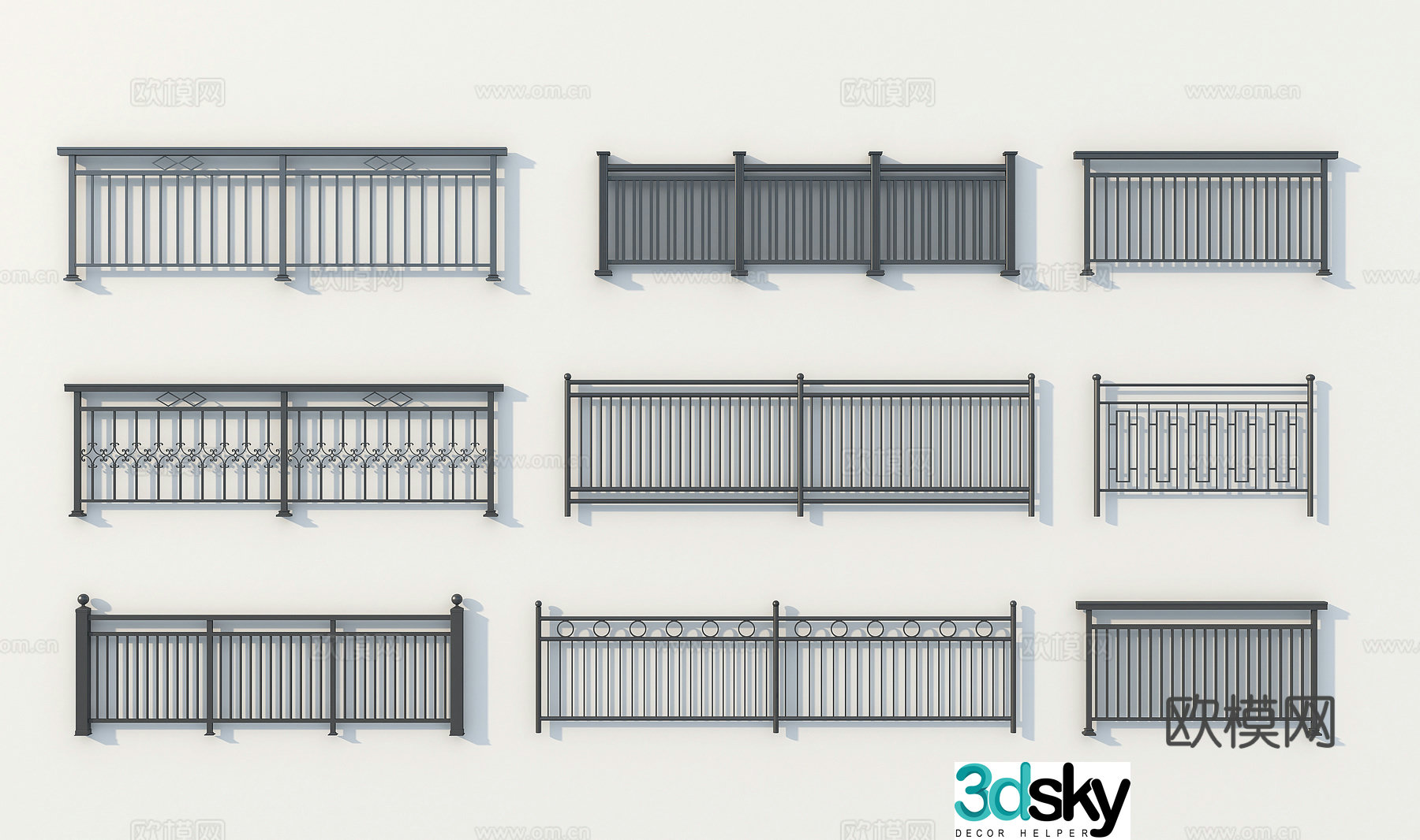 Modern Railing Handrail 3d Model