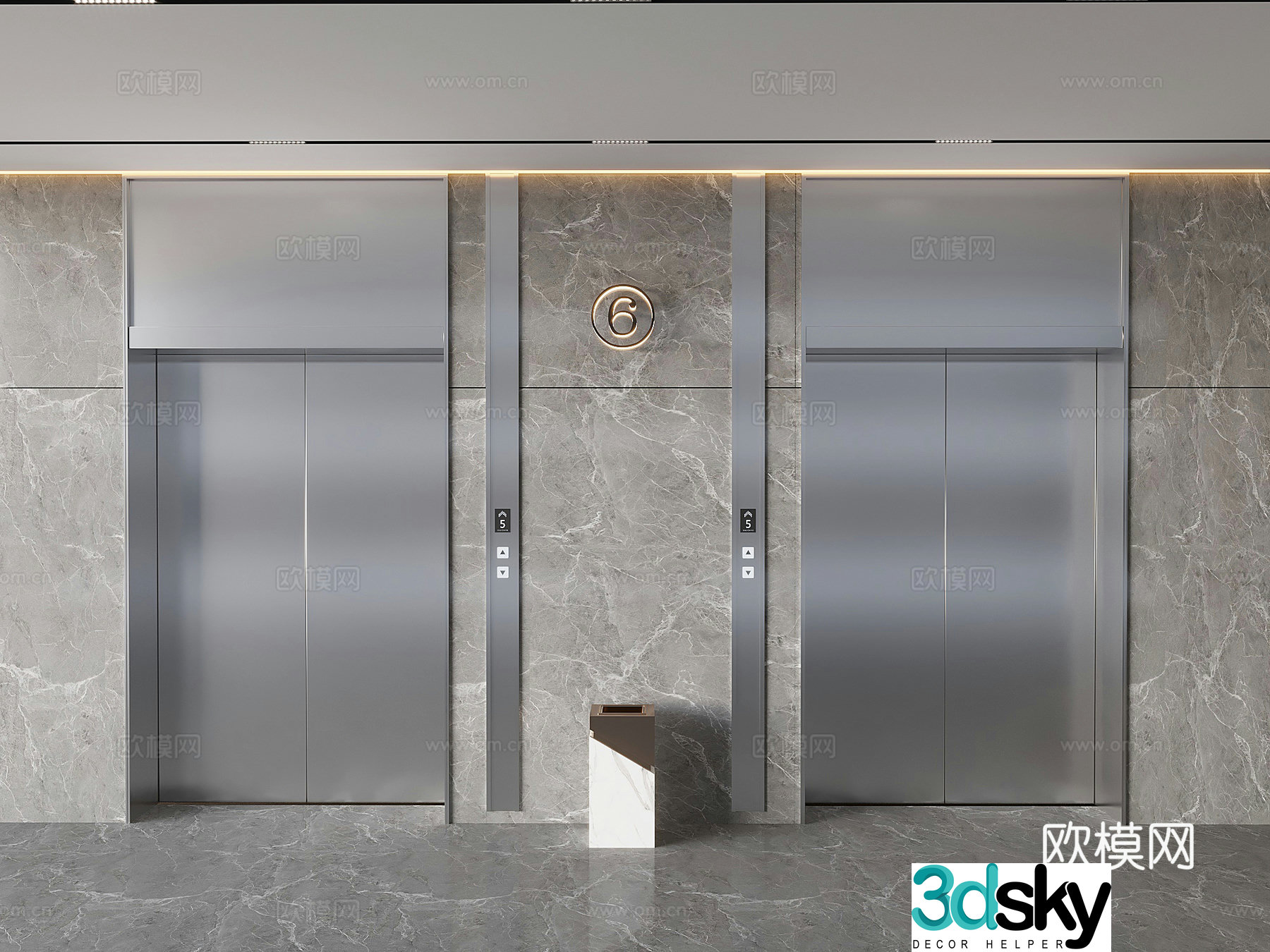 Hotel lift elevator office elevator hall button lobby stainless steel elevator 3D model