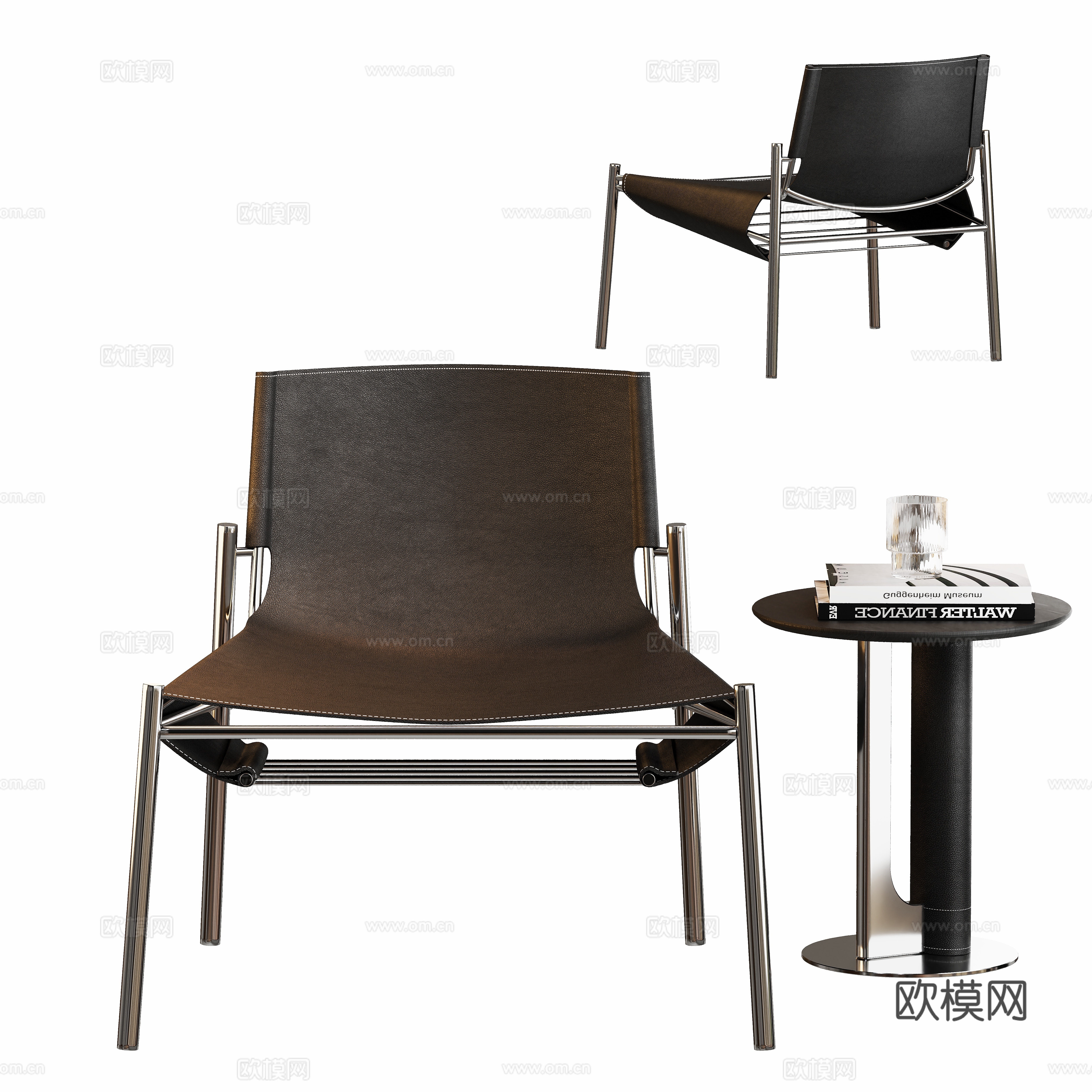 Modern metal leisure chair side combination 3D model