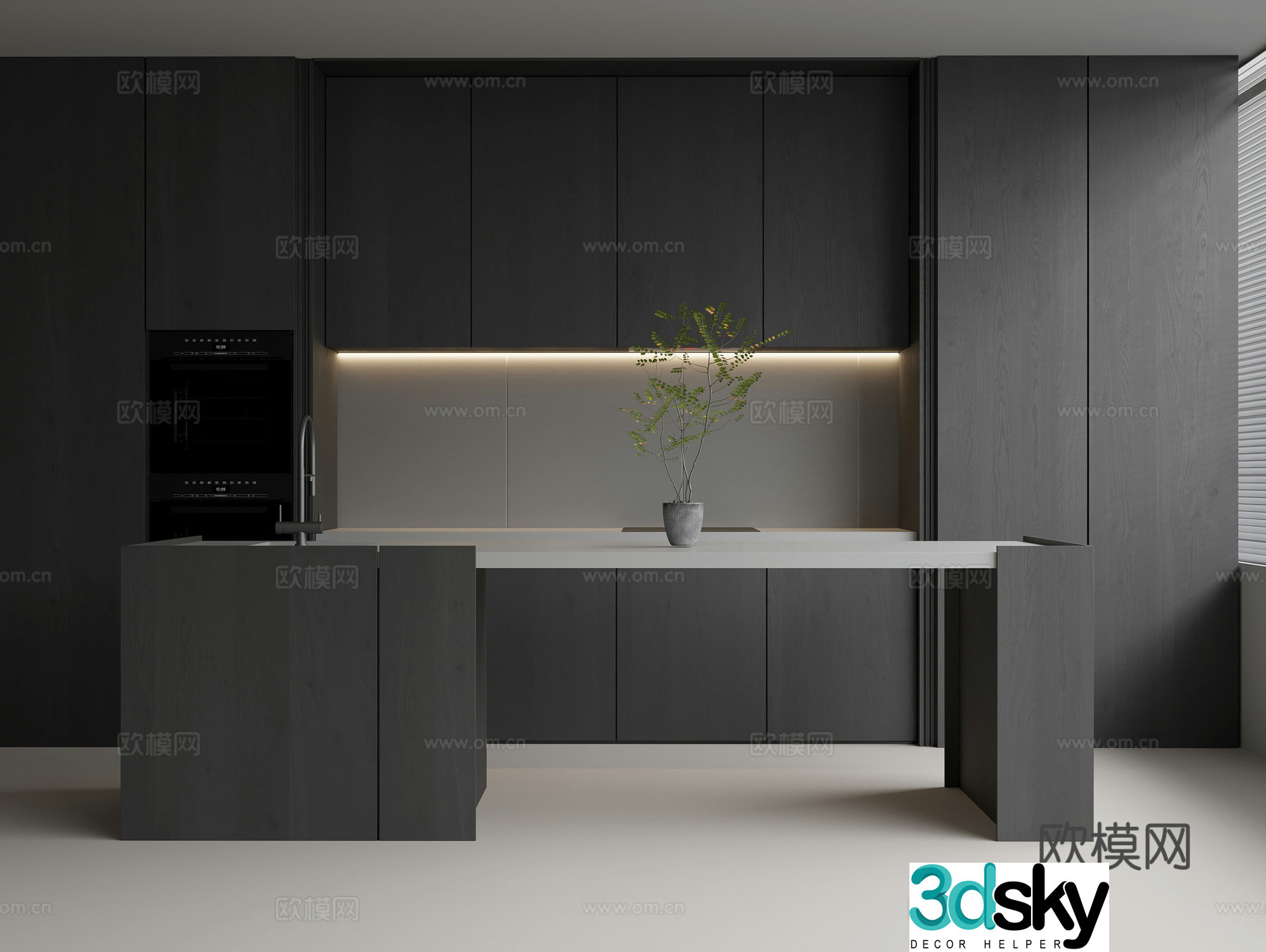 Solid wood cabinet combination Solid wood sideboard Water bar Zhongdao bar Faucet Oven combination 3D model