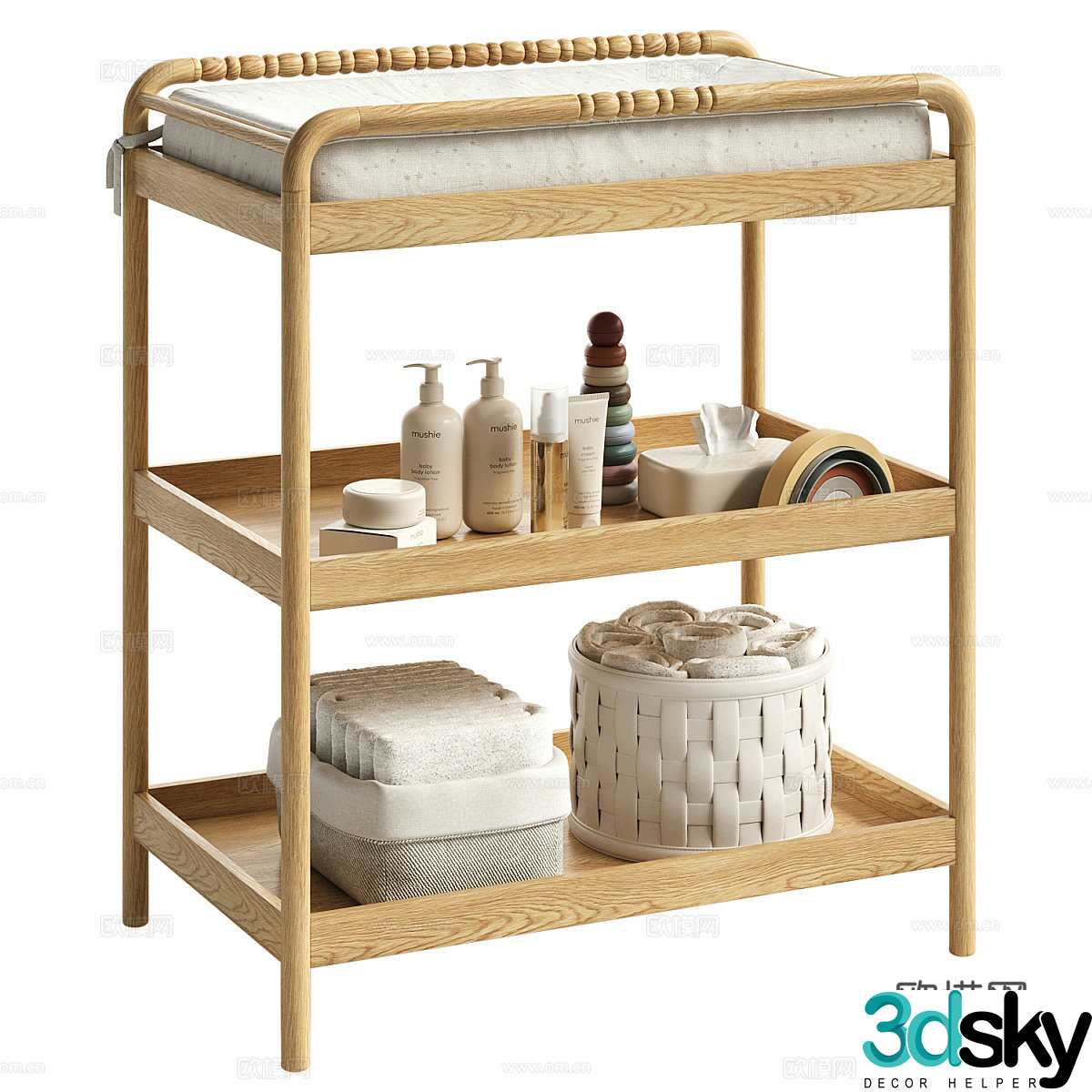Log wind diaper table 3d model