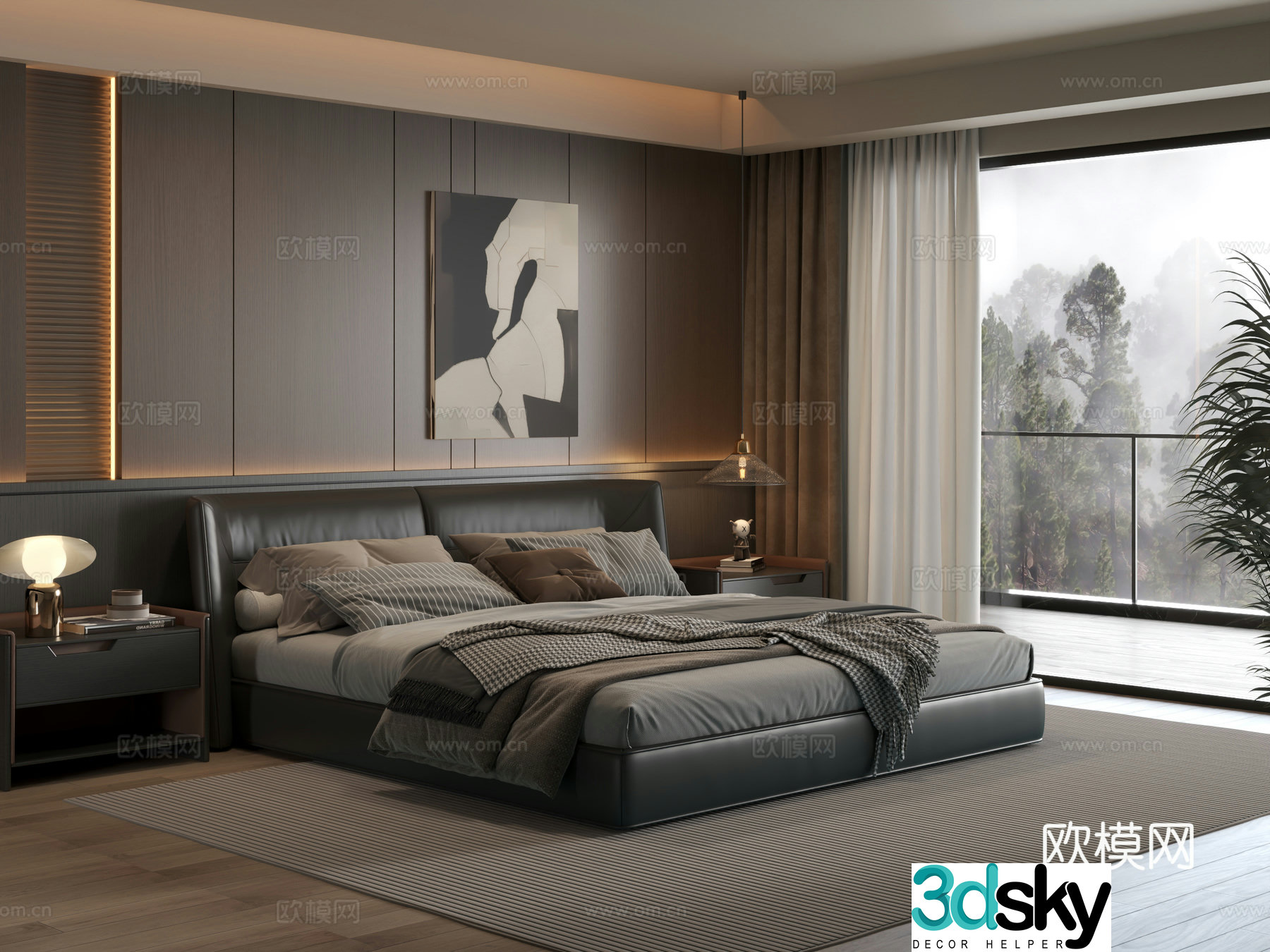 Modern bedroom Italian bedroom Bedroom Bedroom Bedroom Background Wall 3D Model
