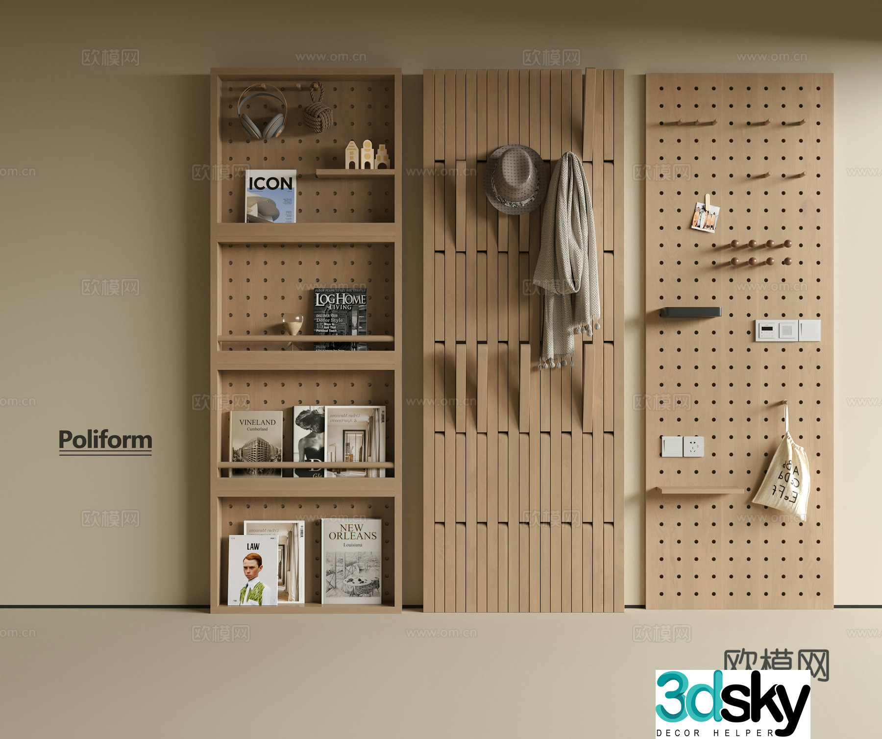 Modern hole plate shelf 3D model