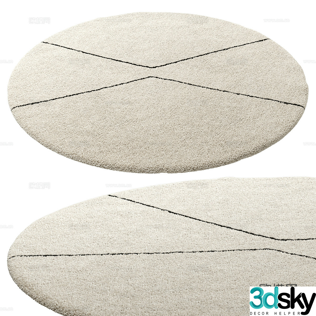 Modern Luna Round Carpet 3d Model