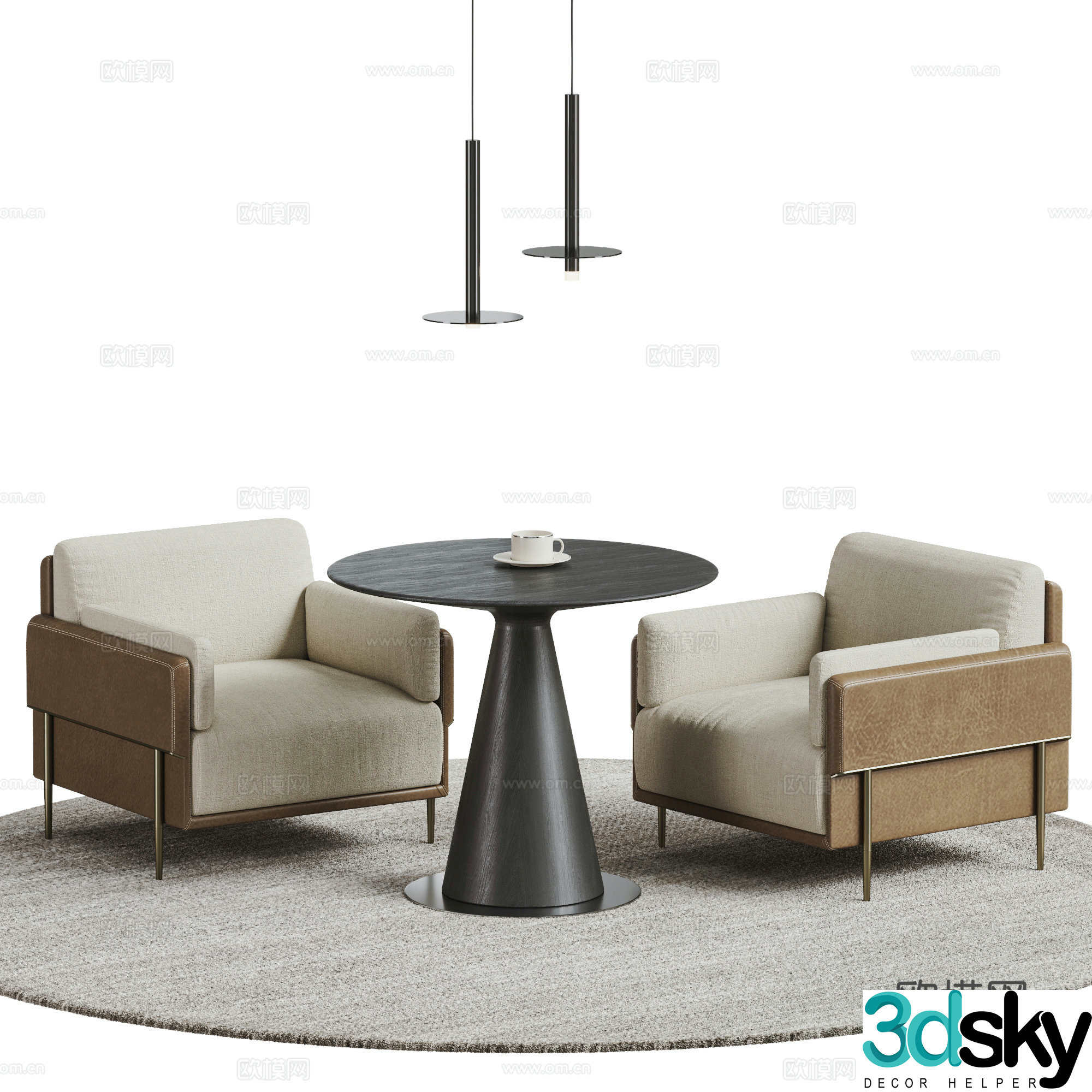 MINOTTI modern casual table and chairs negotiation table and chairs coffee table and chairs negotiation table and chairs leather 3d model