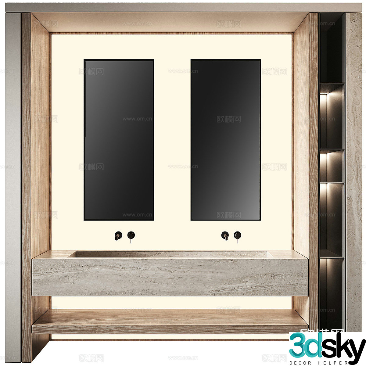 New Chinese style light luxury bathroom cabinet 3D model