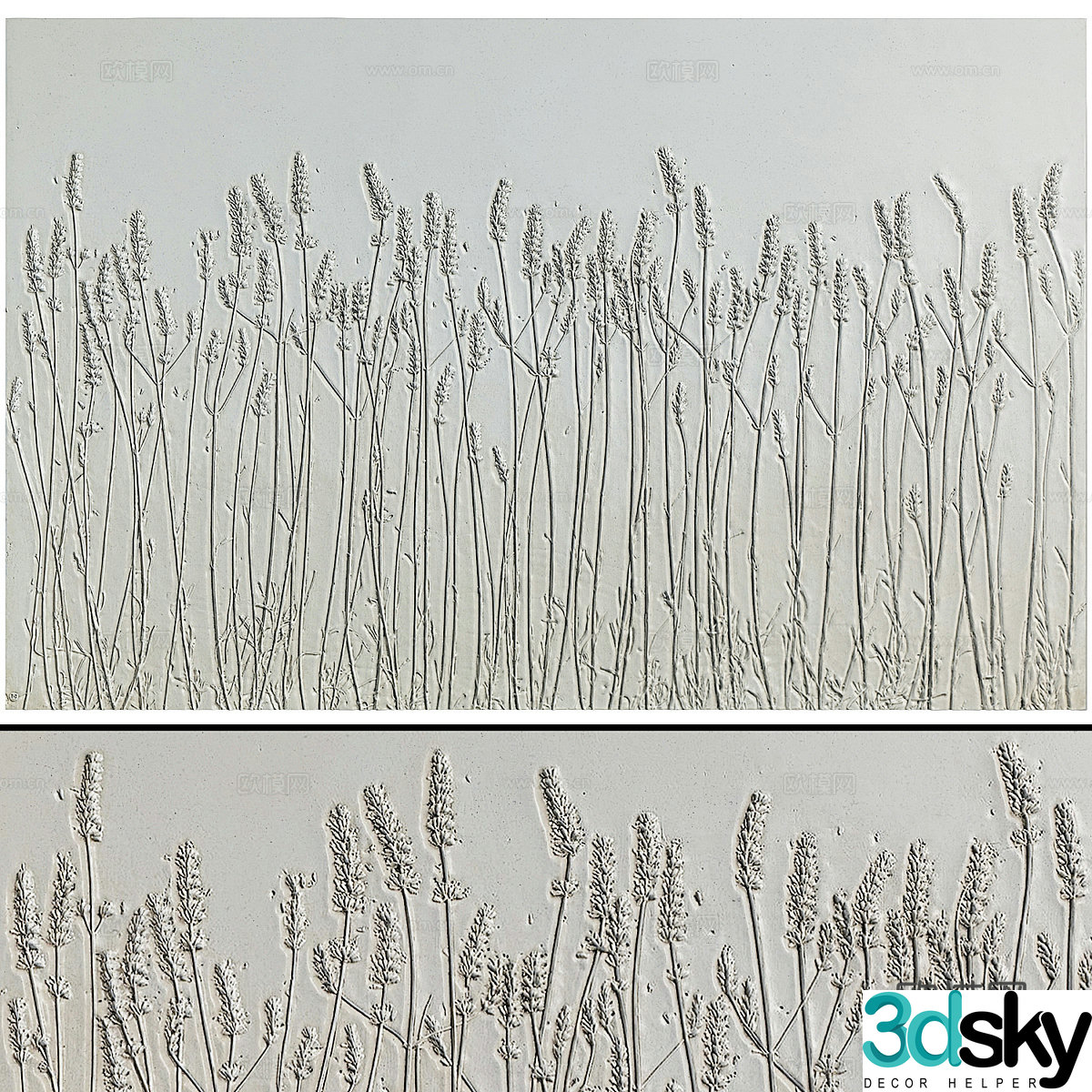 New Chinese style wabisa plant bas-relief 3D model