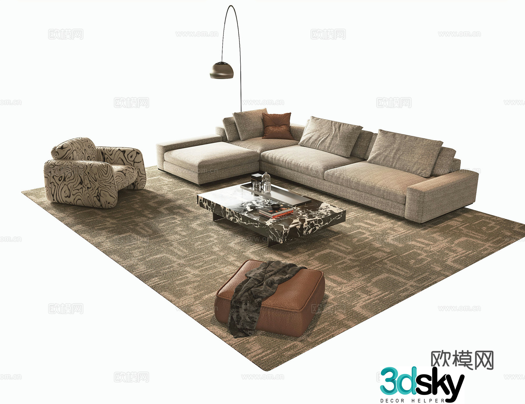 Modern sofa combination 3d model