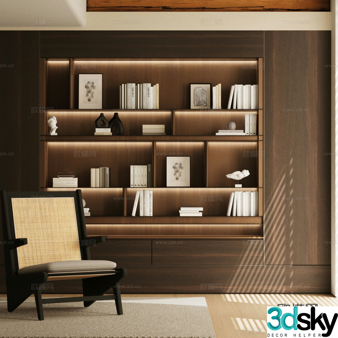 Medium style study living room and study medium style single sofa medium style leisure chair sofa chair 3d model