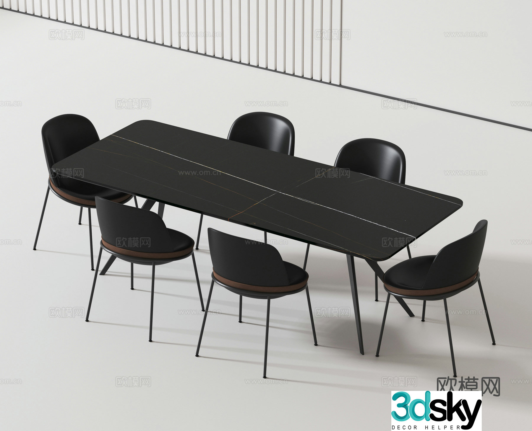 Modern dining table and chair 3d model