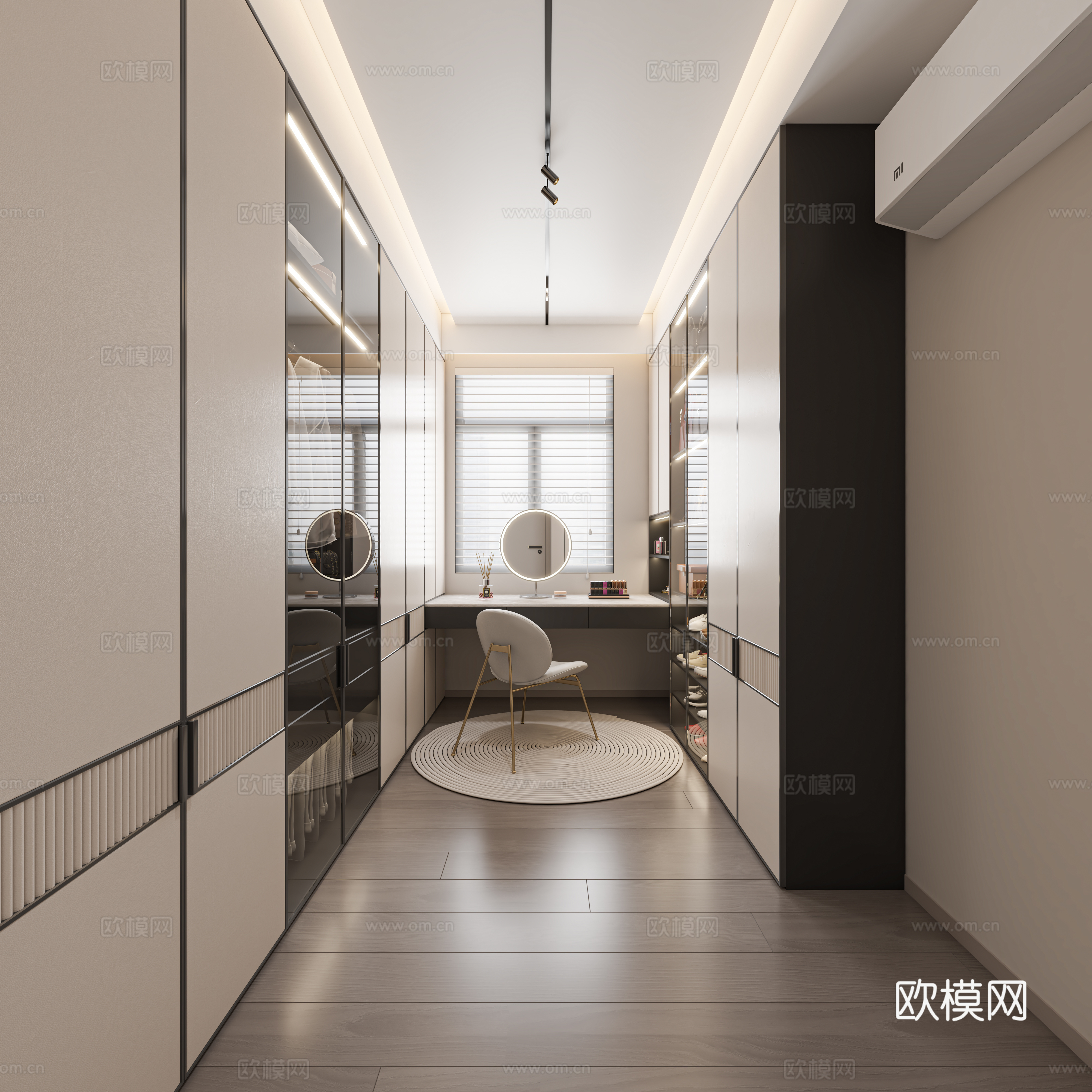 Italian style cloakroom black and white gray cloakroom 3d model