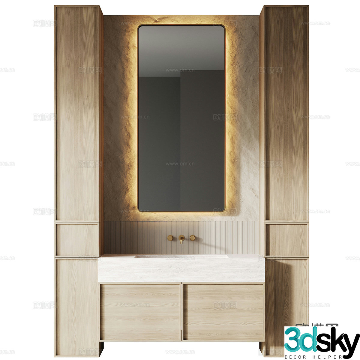 New Chinese style bathroom cabinet 3D model