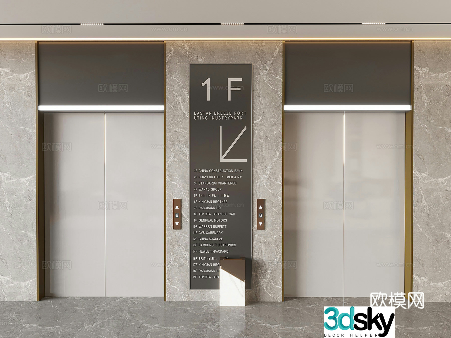 Hotel lift elevator office elevator hall button lobby stainless steel elevator 3D model
