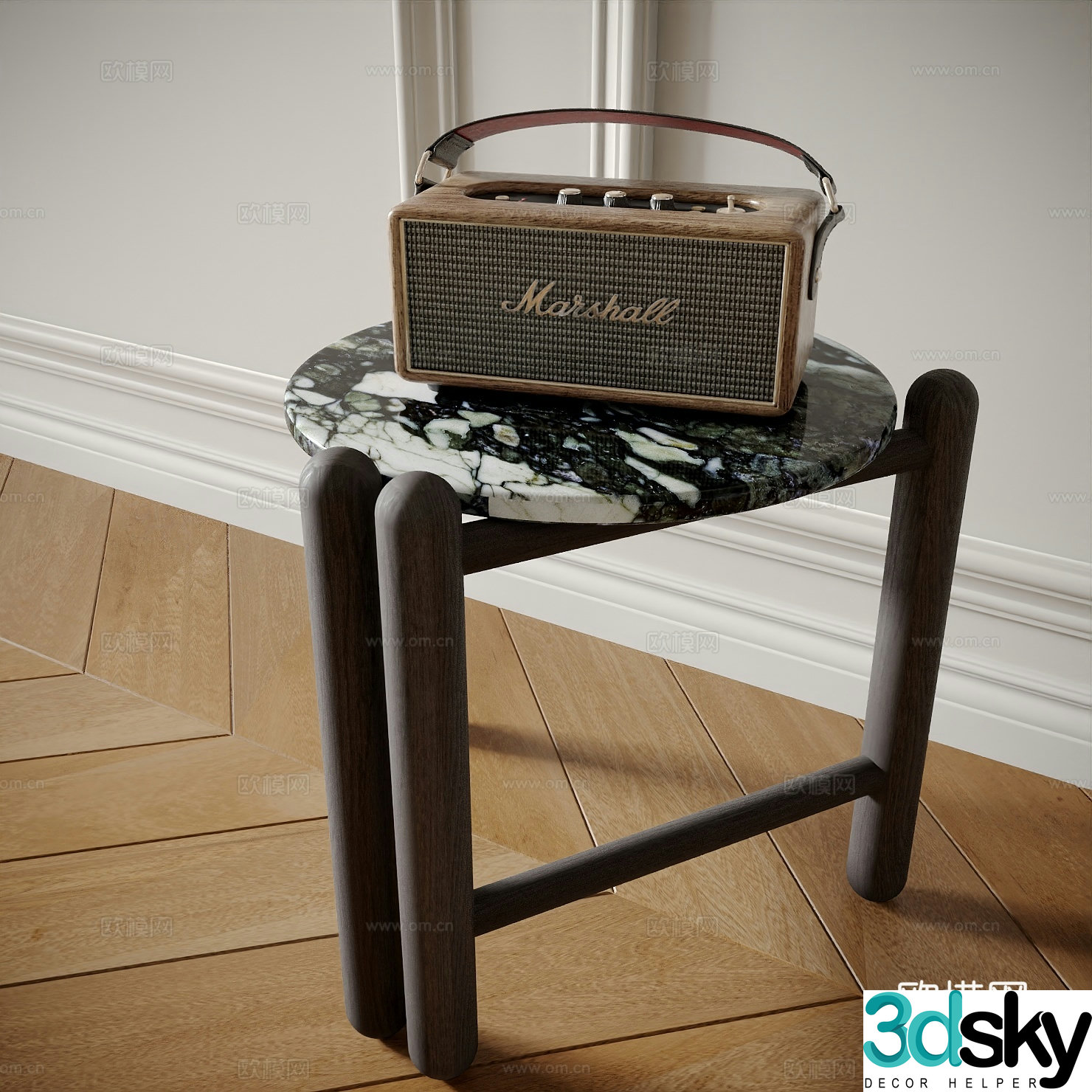 Retro side table Michelle retro speaker 3d model