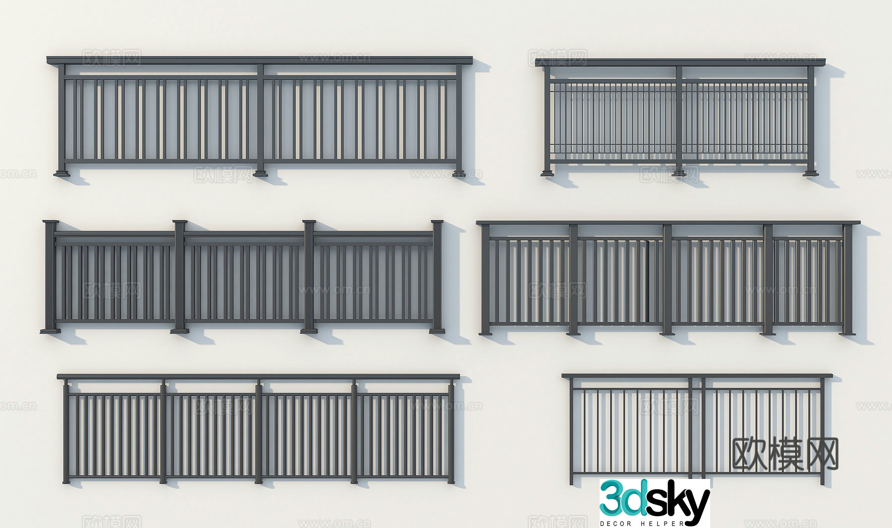 Modern handrail modern railing 3d model
