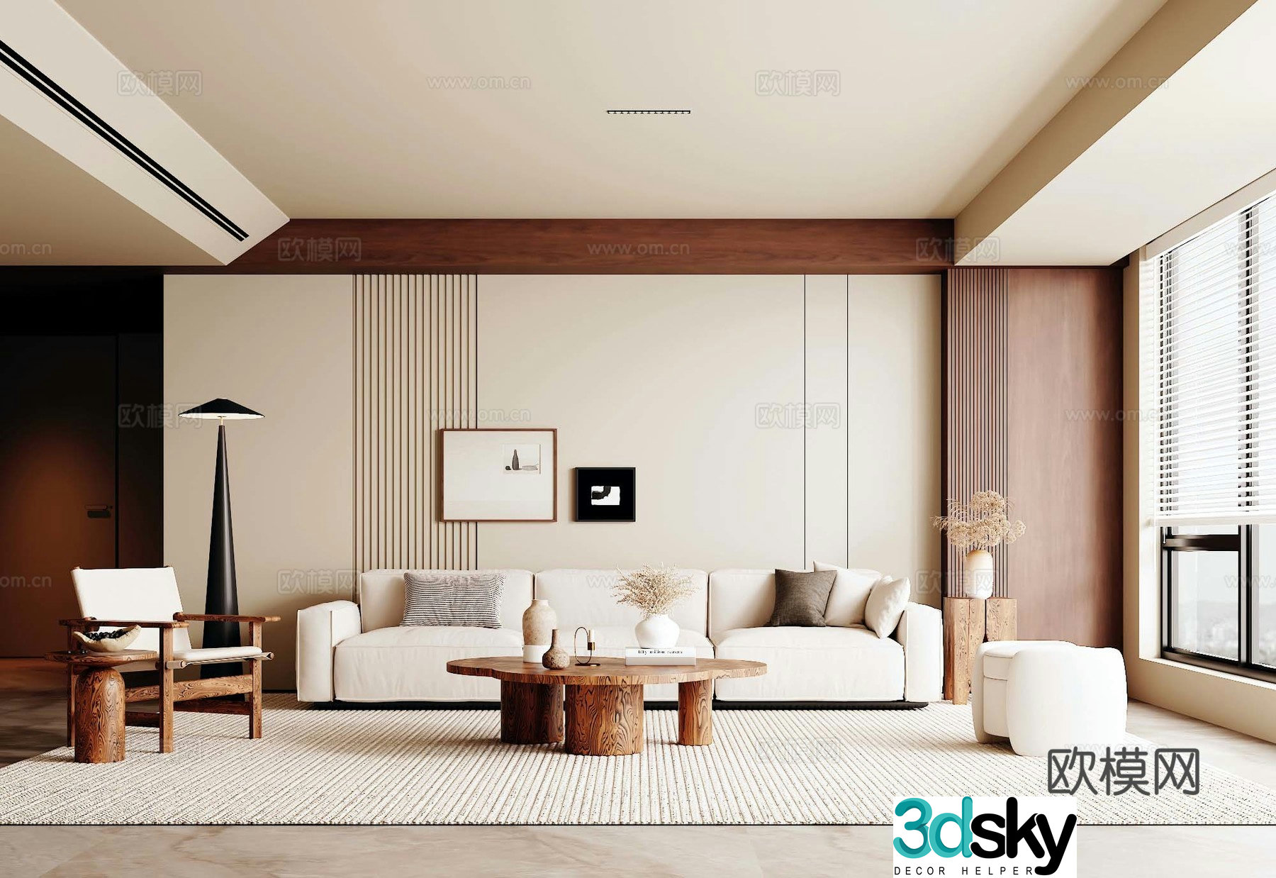Modern medieval style living room 3d model
