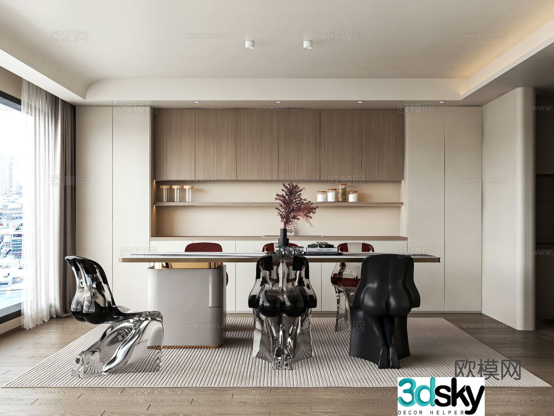 Modern style restaurant 3d model