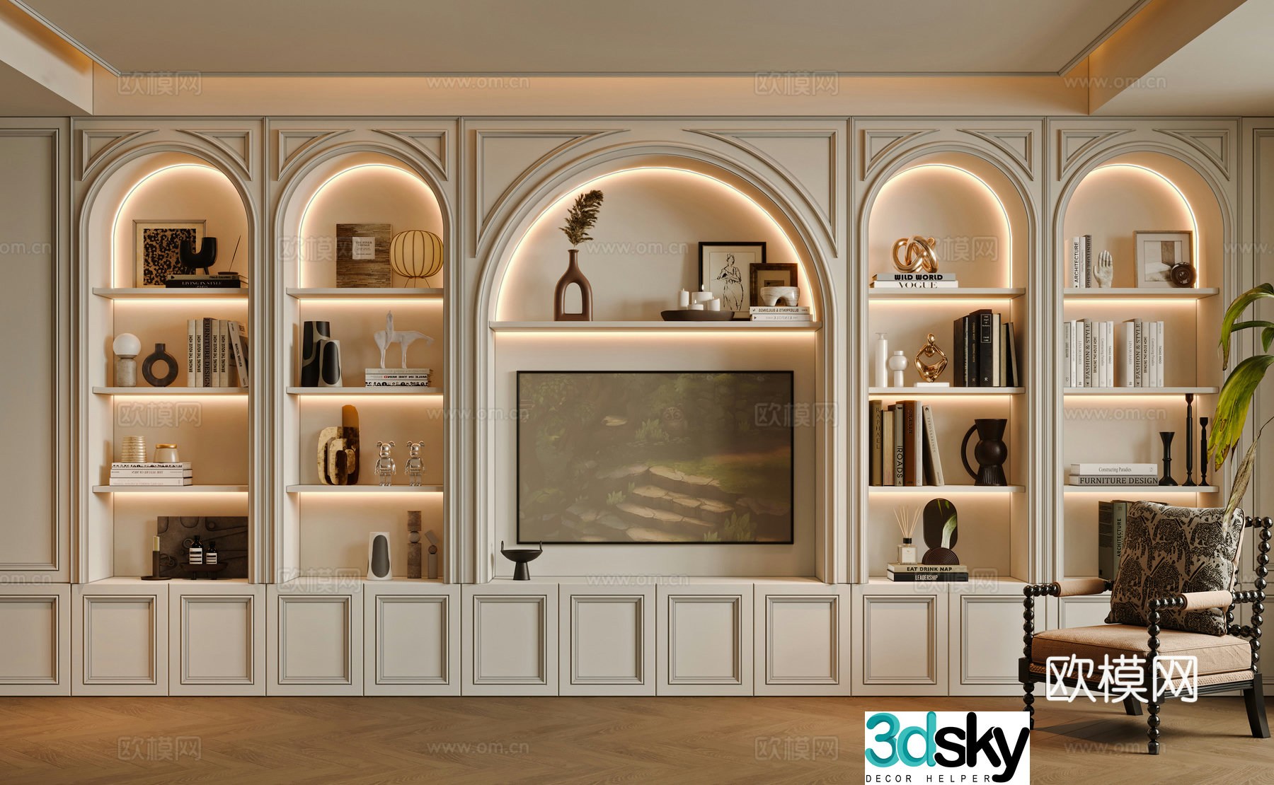 French casual living room 3d model