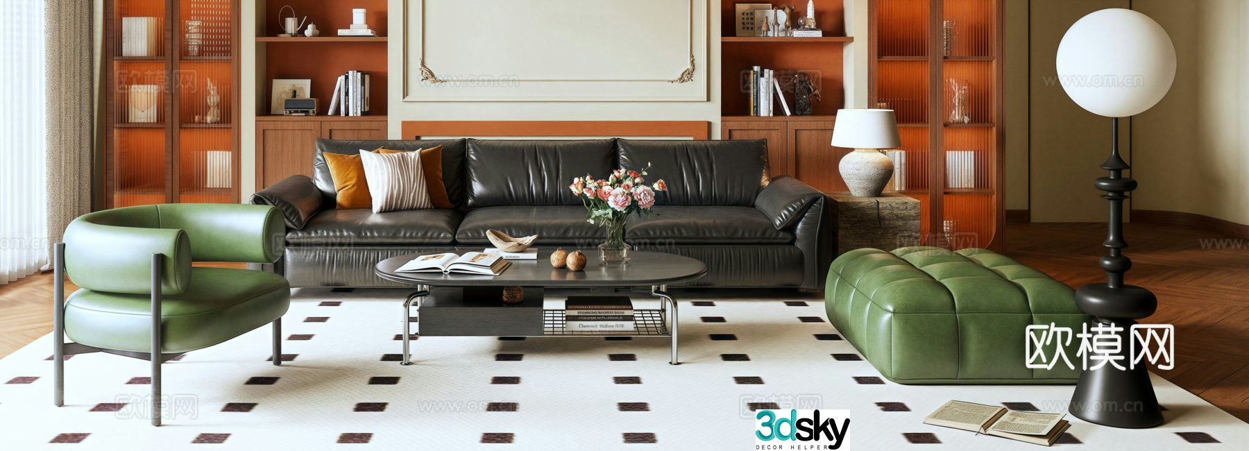 Modern medieval sofa coffee table combination 3D model