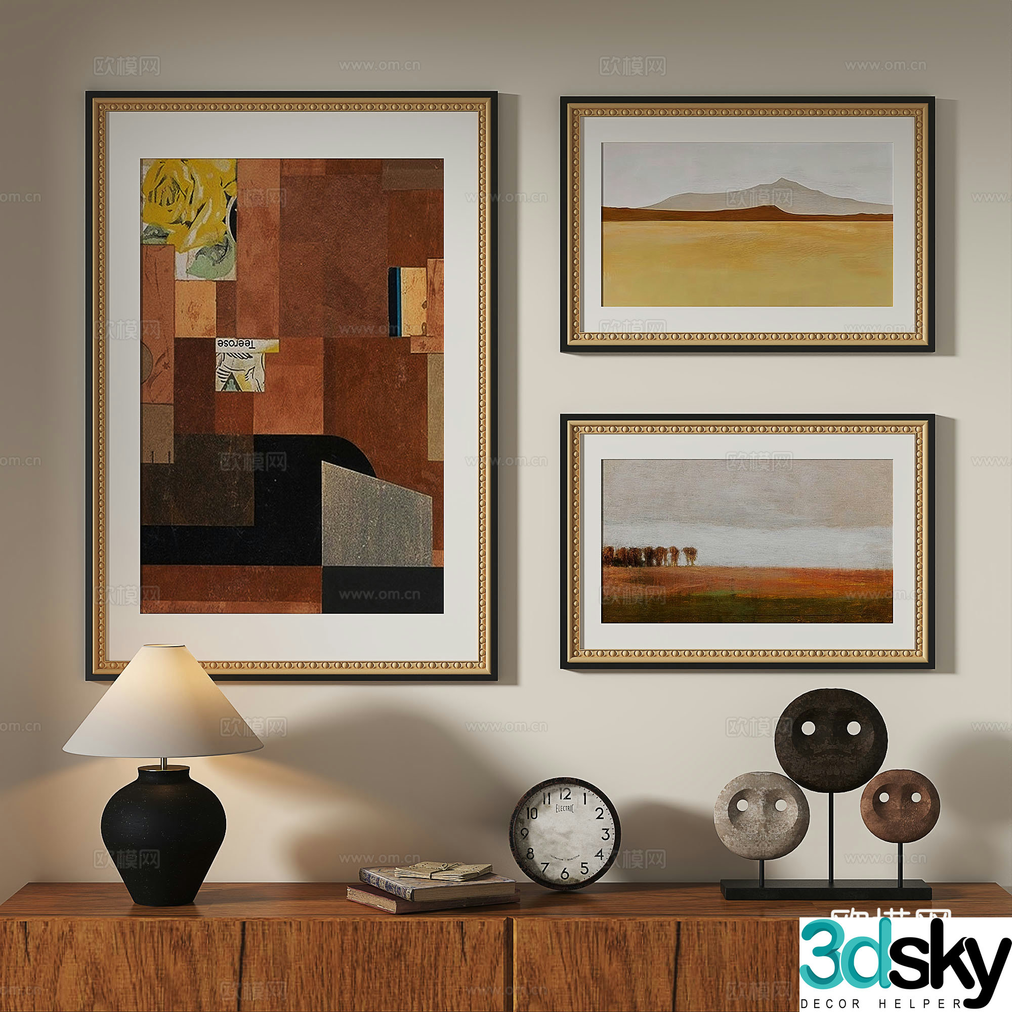 Modern French retro medieval oil painting abstract decorative painting 3d model
