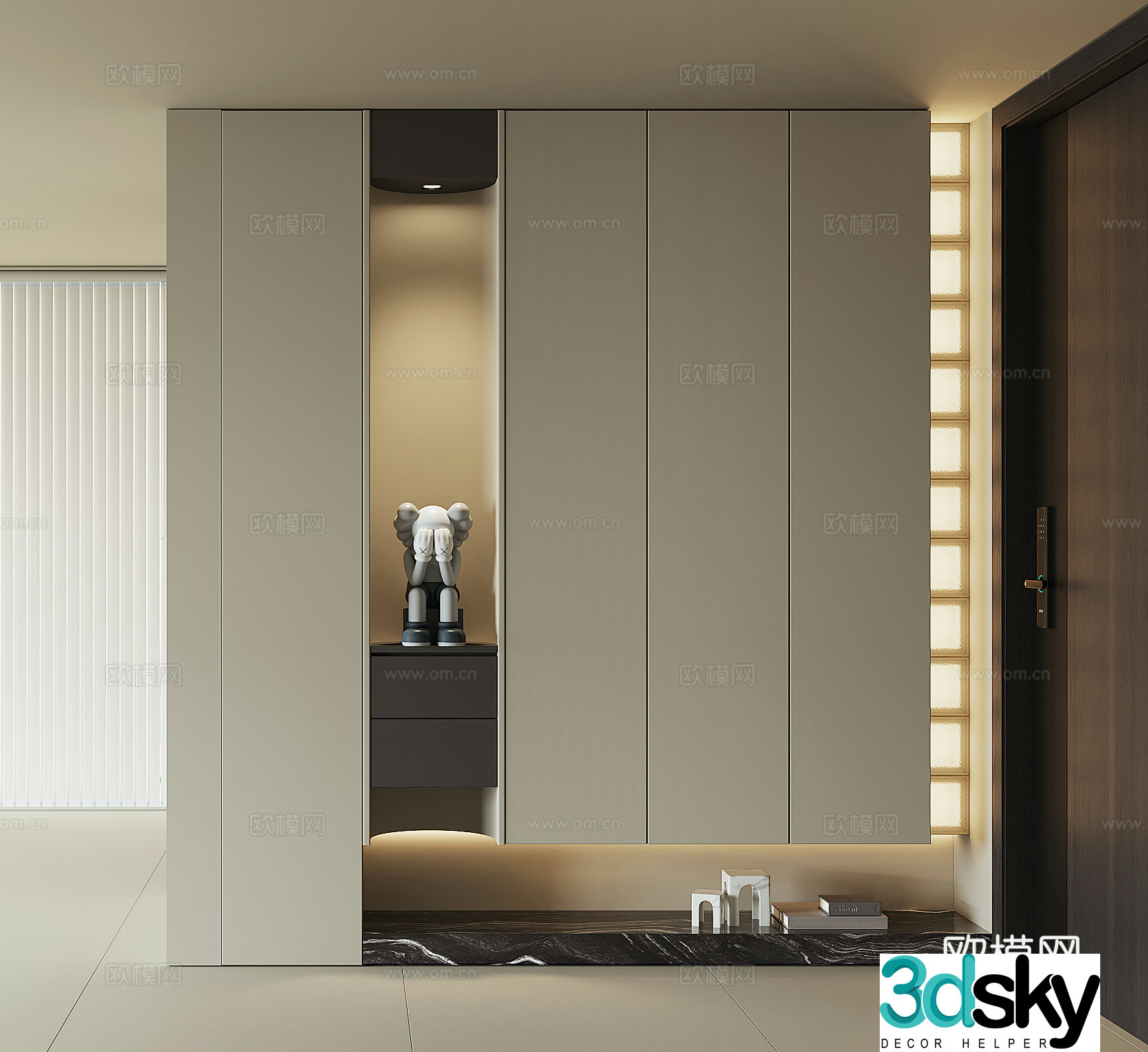 Modern home entrance shoe cabinet 3D model