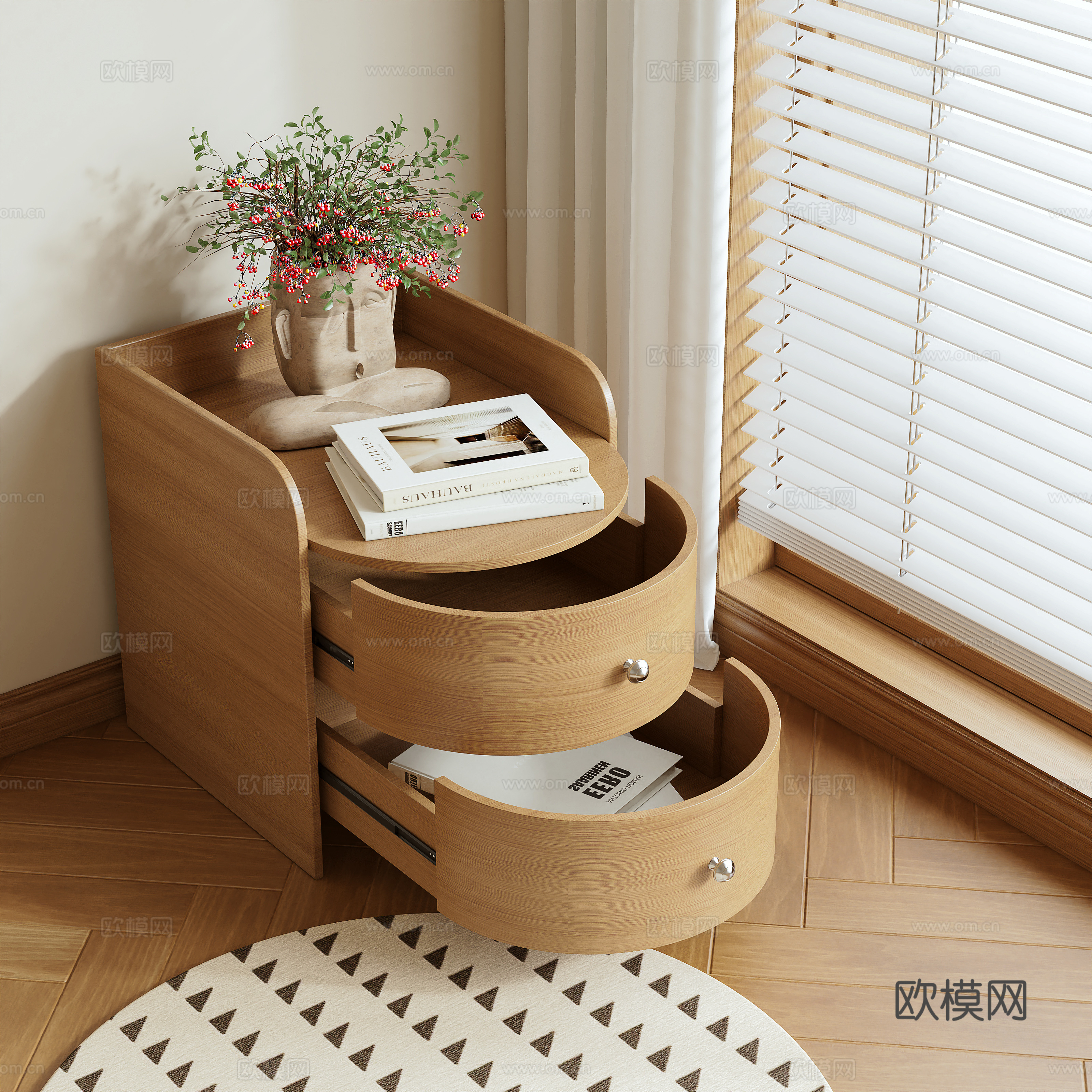 Log wind bedside table 3d model