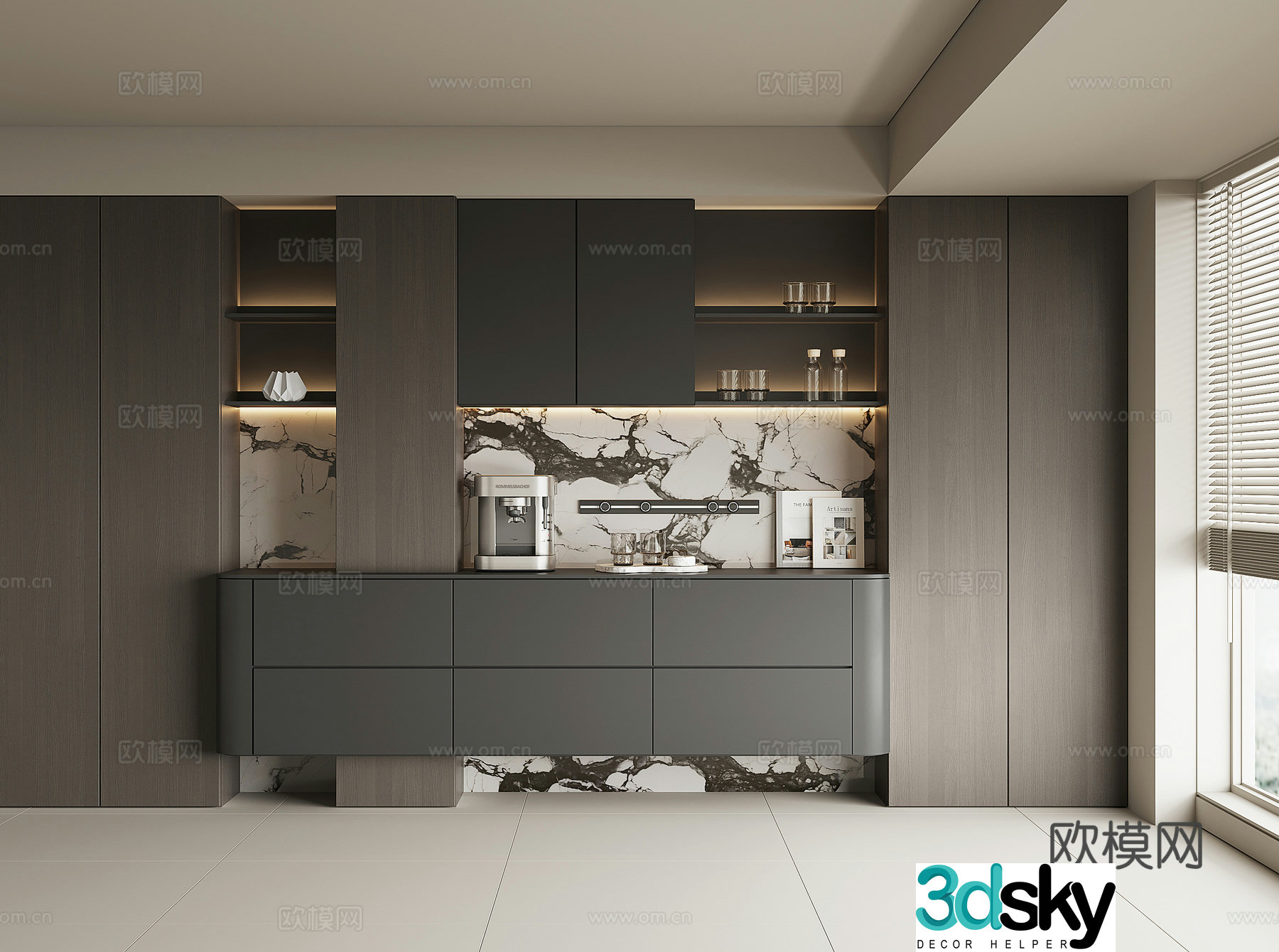 Modern wine cabinet sideboard 3D model
