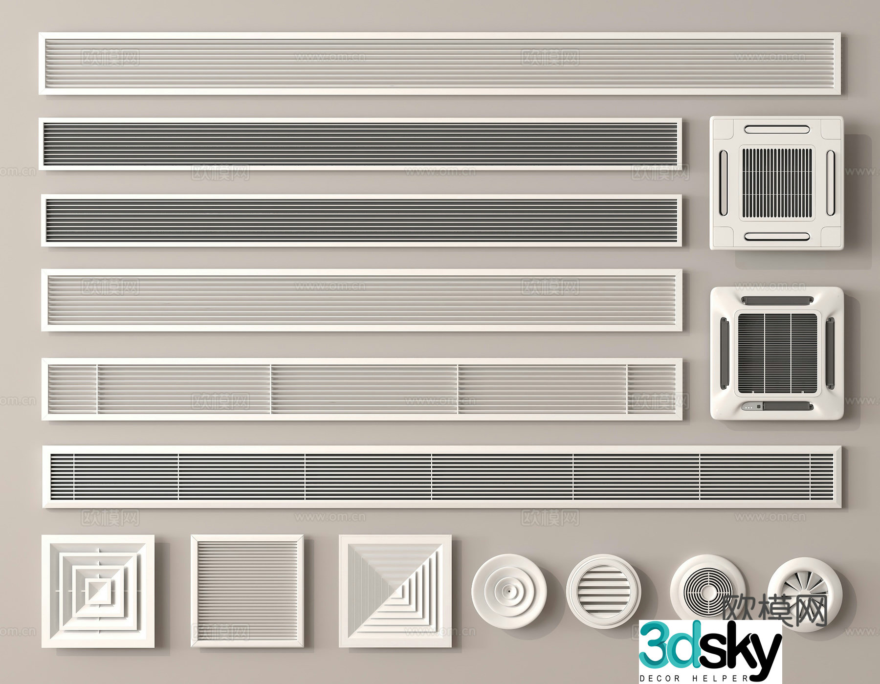 Air conditioning air outlet claw type air outlet circular exhaust outlet invisible air outlet 3D model
