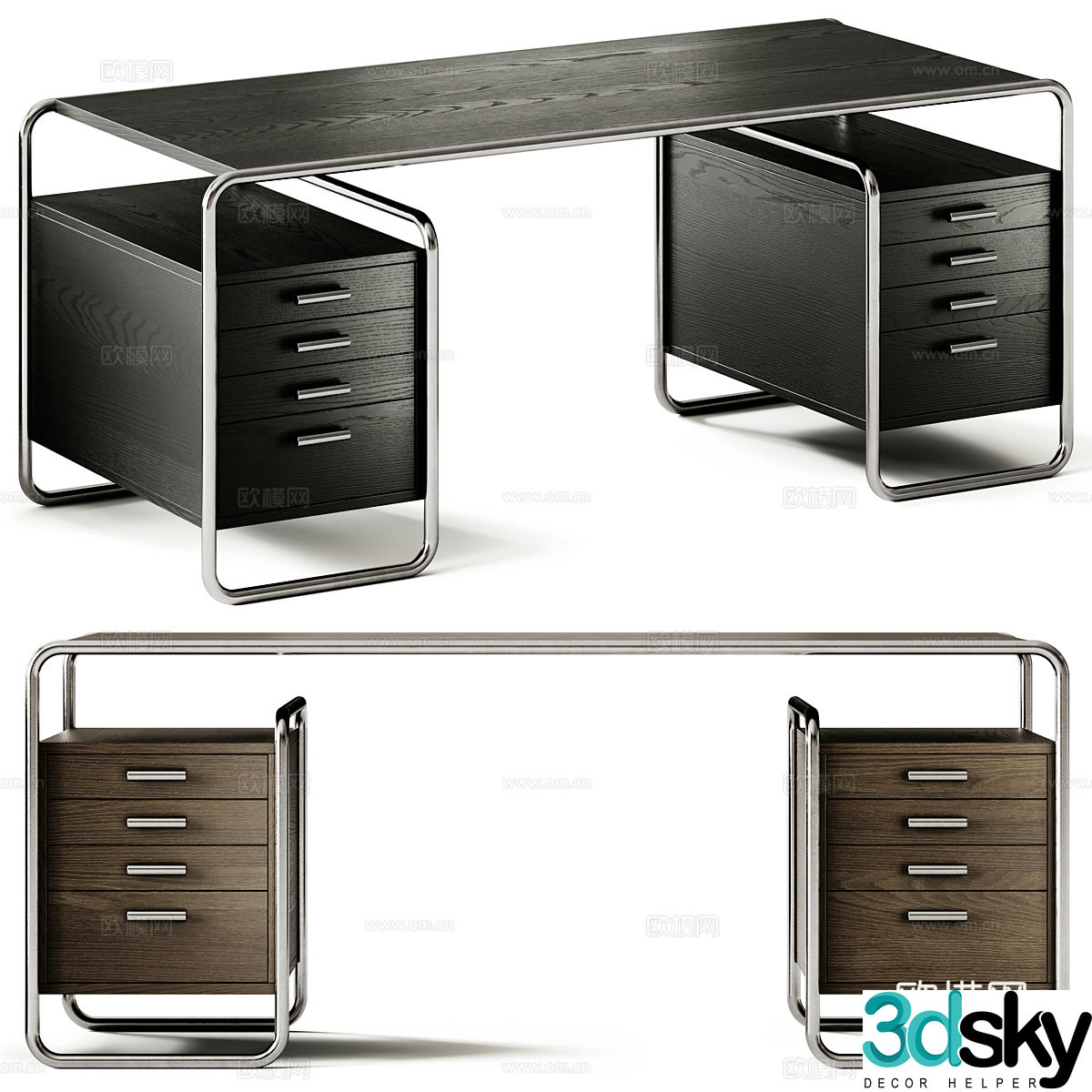 Modern Italian Thonet S 285 desk 3d model