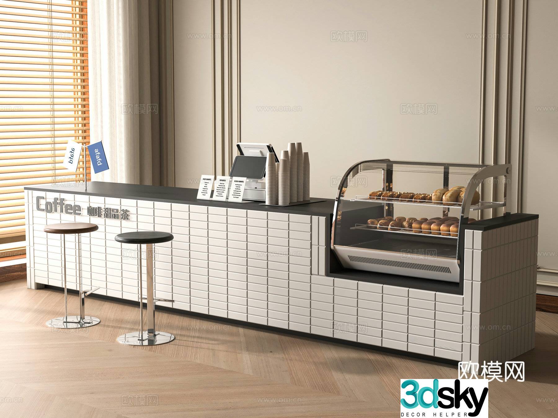 Modern cafe workbench 3d model