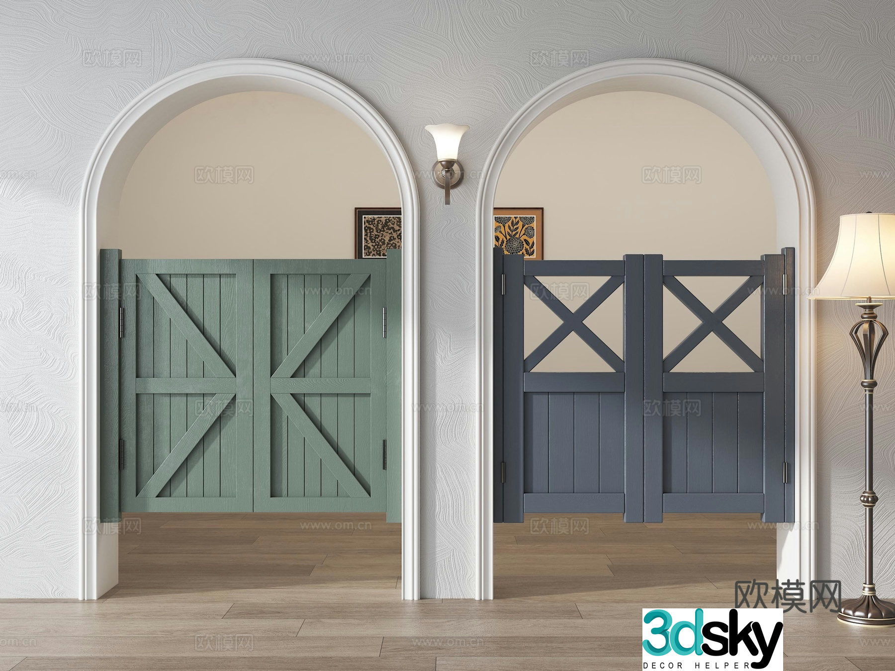 American Nordic other doors Mediterranean pastoral cowboy door Half waist door Courtyard door Fence door 3d model