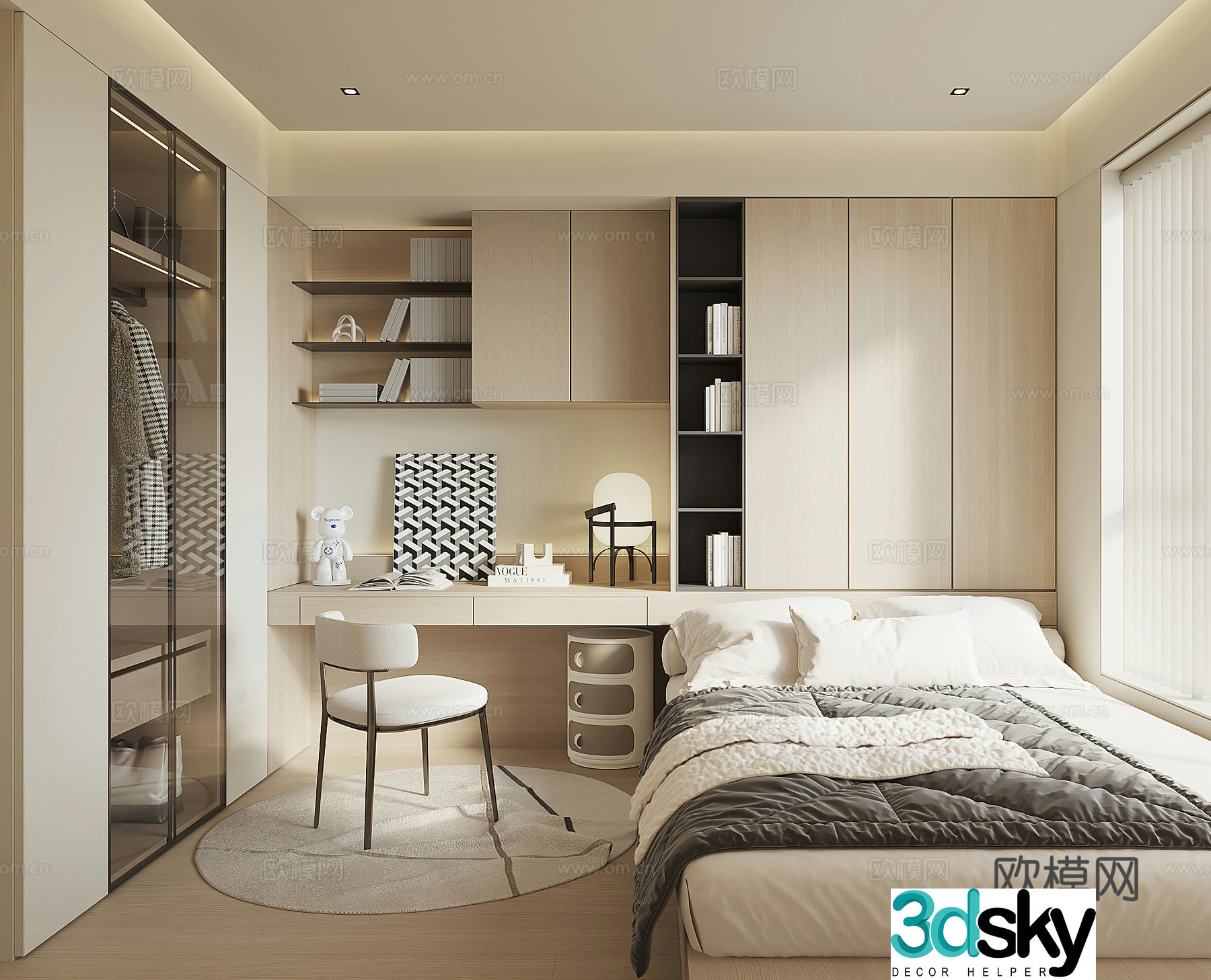 Modern tatami bedroom 3d model