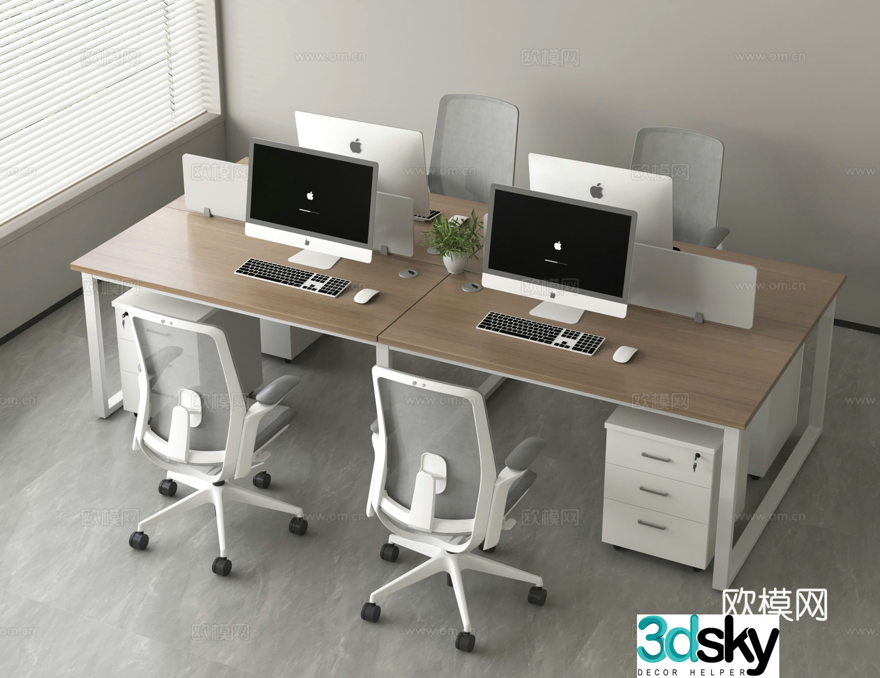 Office desk Workstation Post Card Office desk Chair Workschair 3D Model