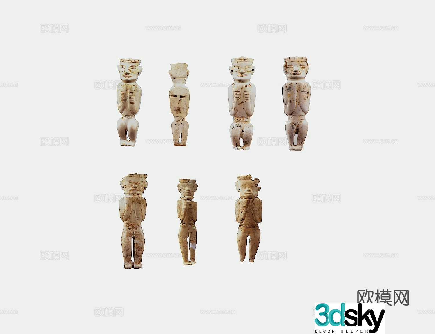 Cultural Relics Jade Stone Artifacts Ancient Cultural Relics Jade Man 3D Model