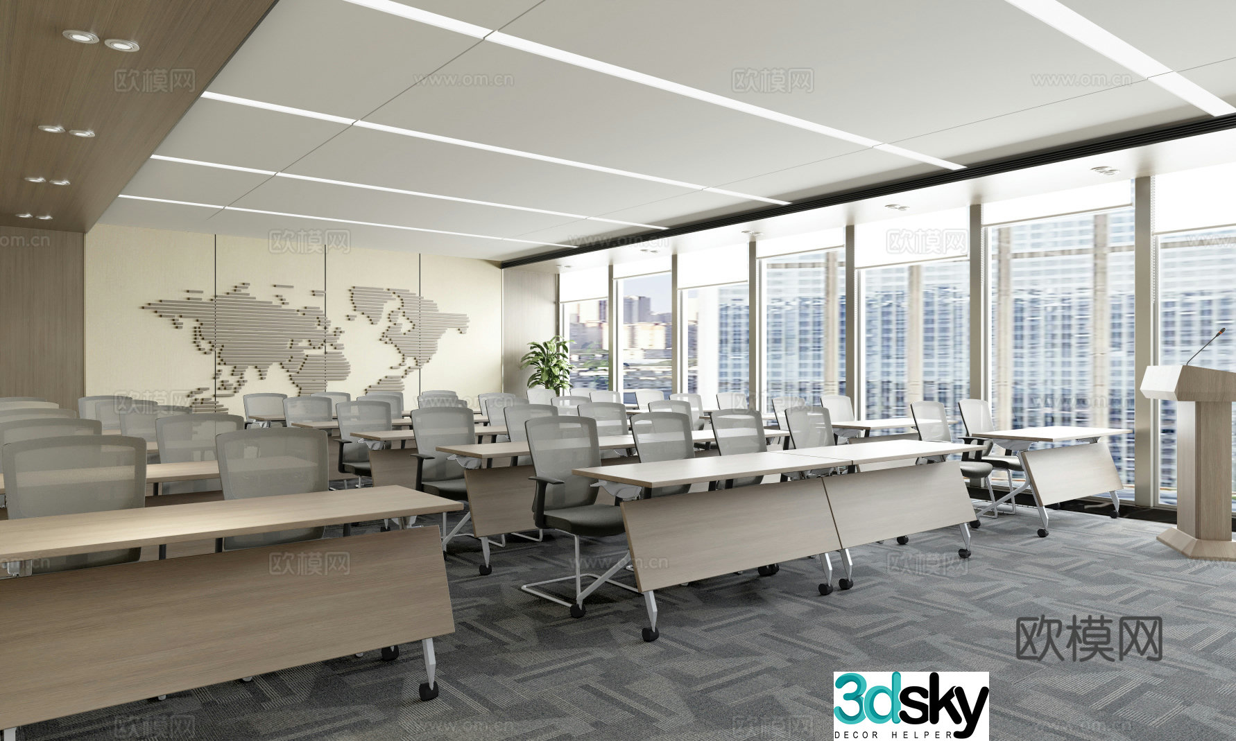 Modern training room conference room multifunctional classroom 3d model