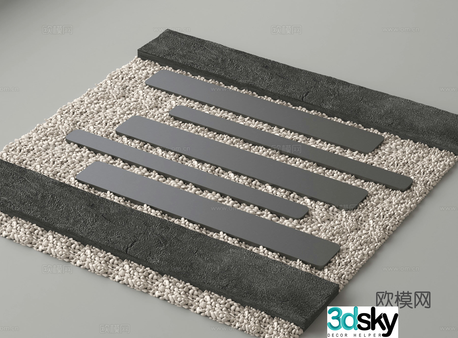 Landscape Garden Road Tingbu Park Tingbu Floor Paving Bluestone 3D Model