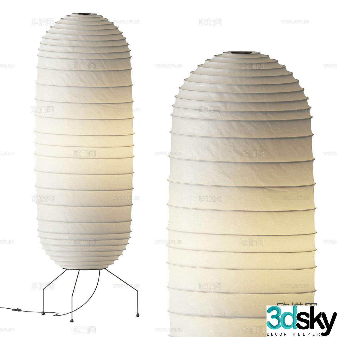 New Chinese style Wasabi Parchment Floor Lamp 3D Model