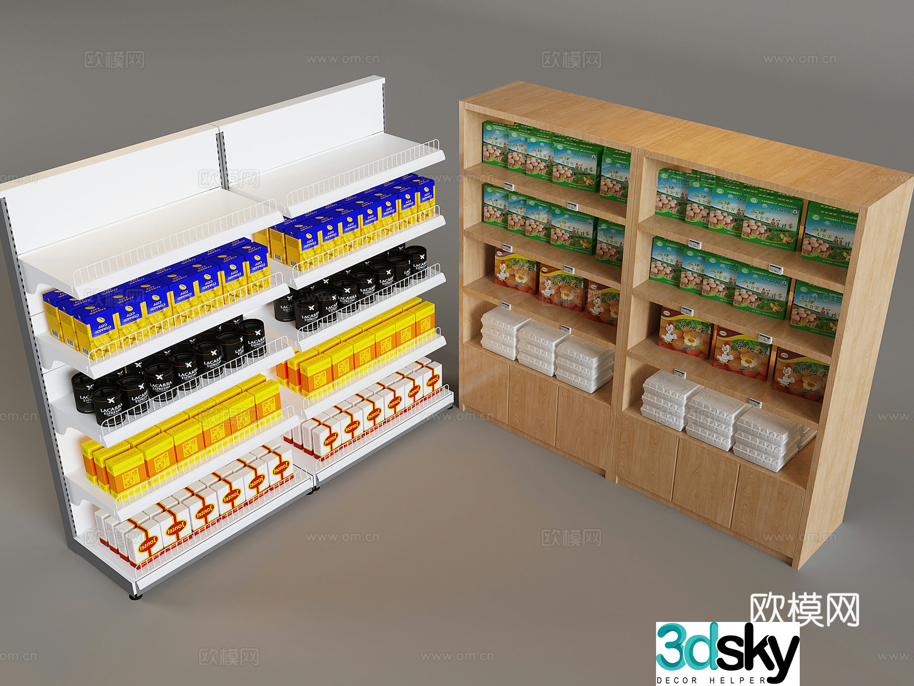 Supermarket food display shelves display rack display cabinet 3D model