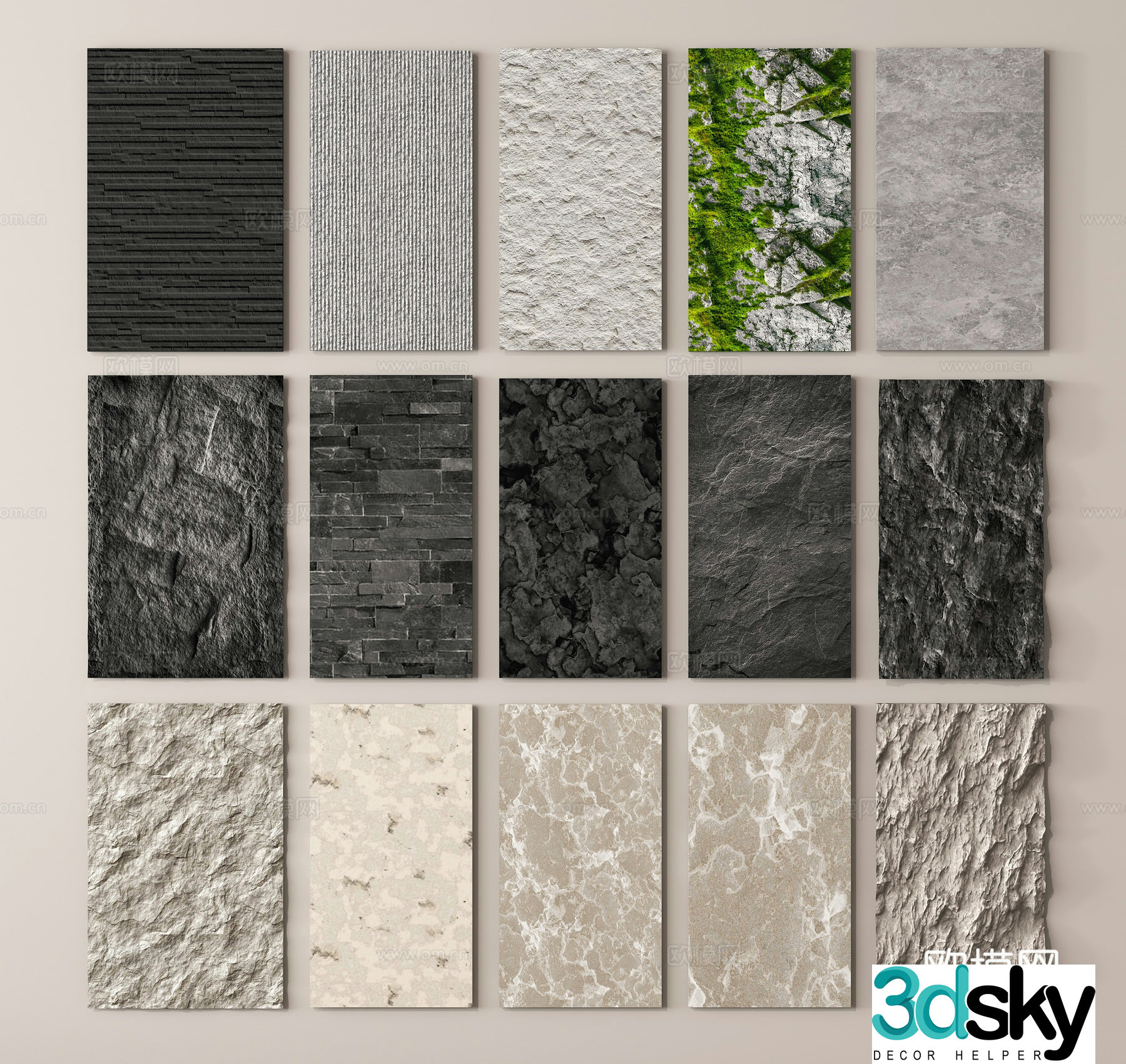 Stone marble stone wall panel terrazzo background wall 3d model