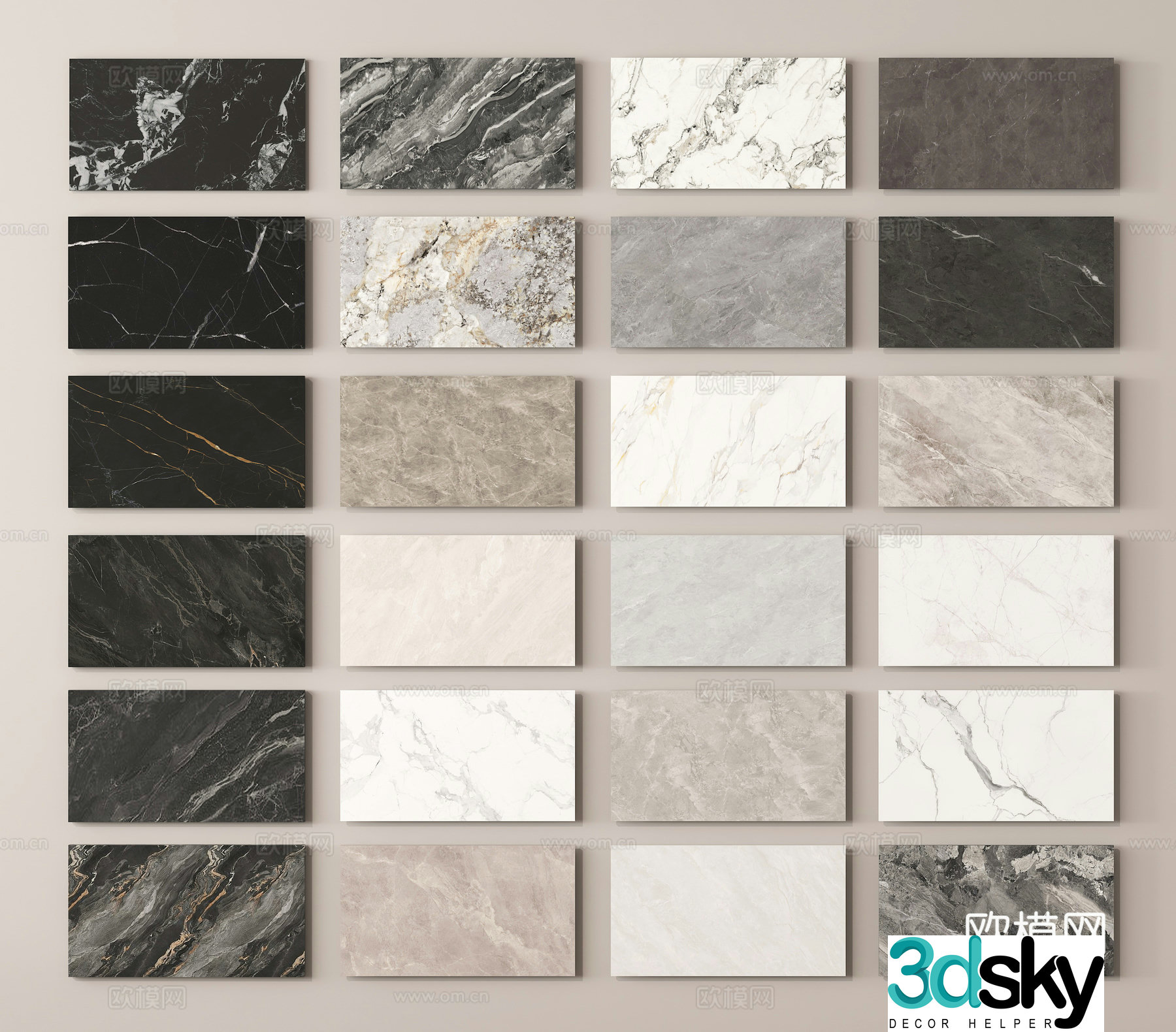 Stone marble stone wall panel terrazzo background wall stone 3d model
