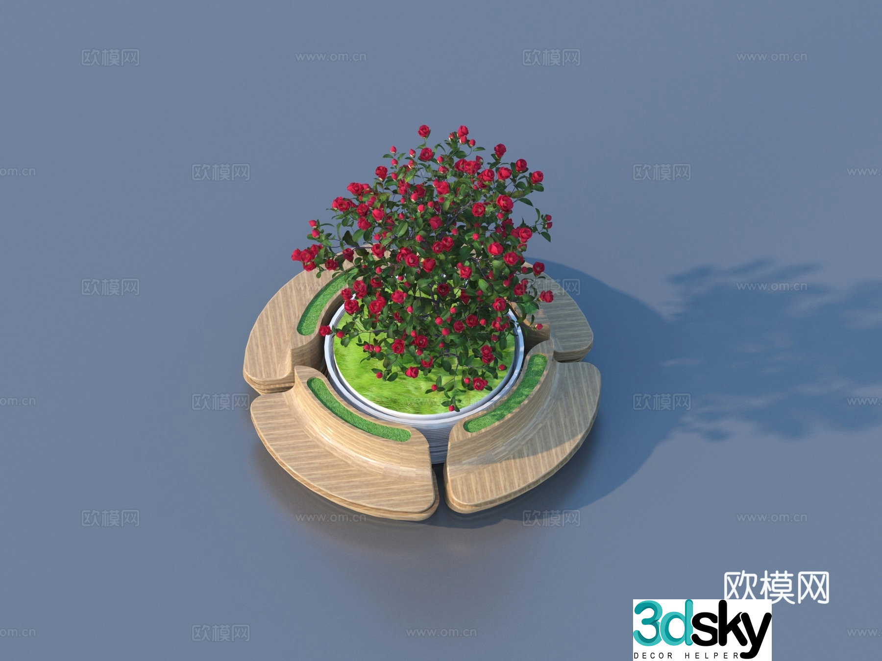 Tree Pool Sitting Bench Tree Pool Flower Bed 3D Model