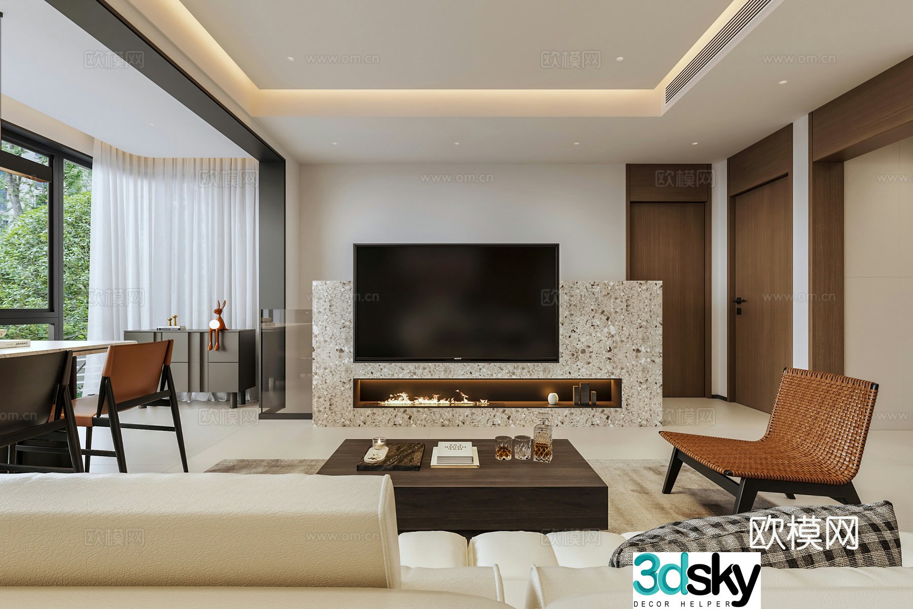 Modern Italian living room TV wall 3d model